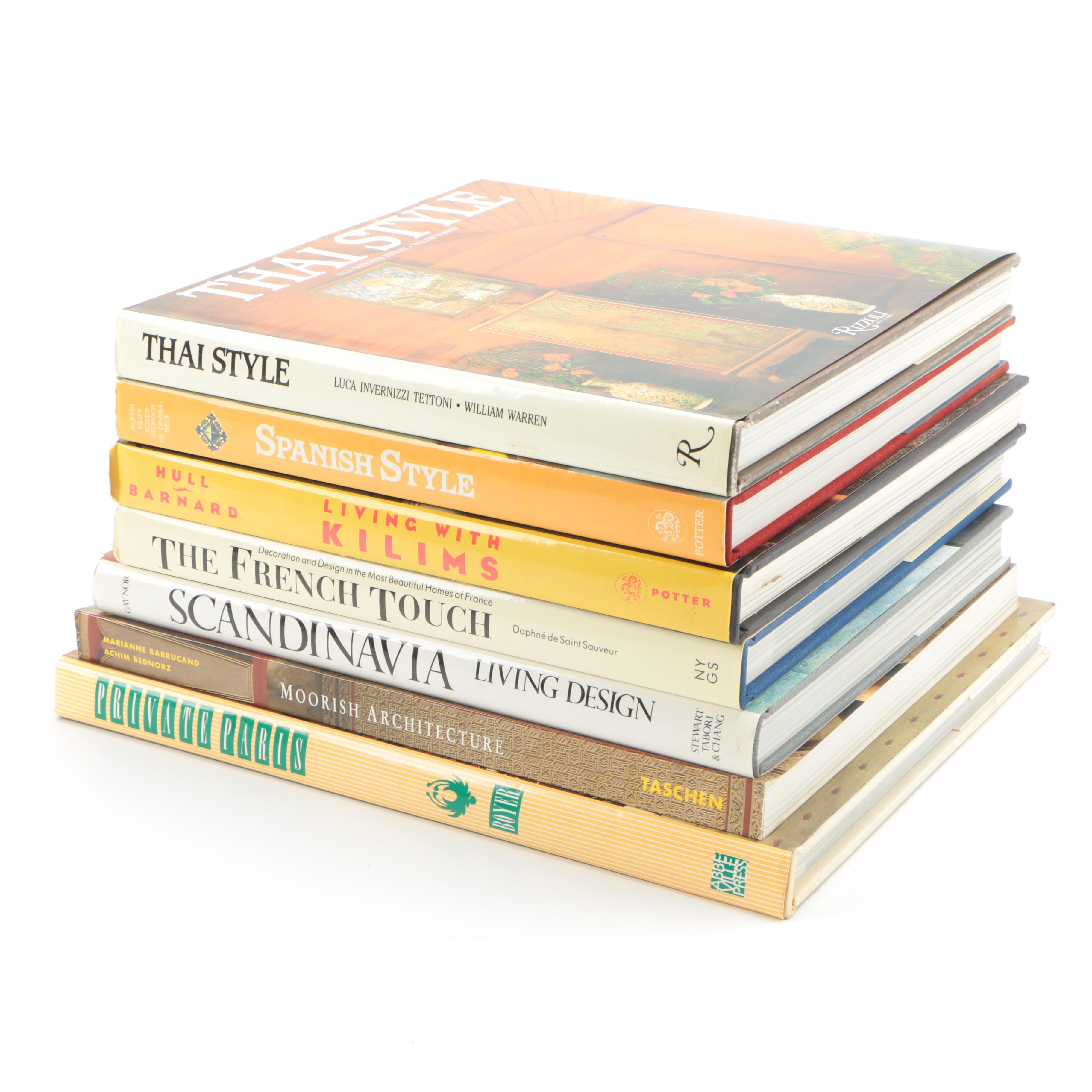 Seven Hardback Design Books, French, Spanish and Thai Style