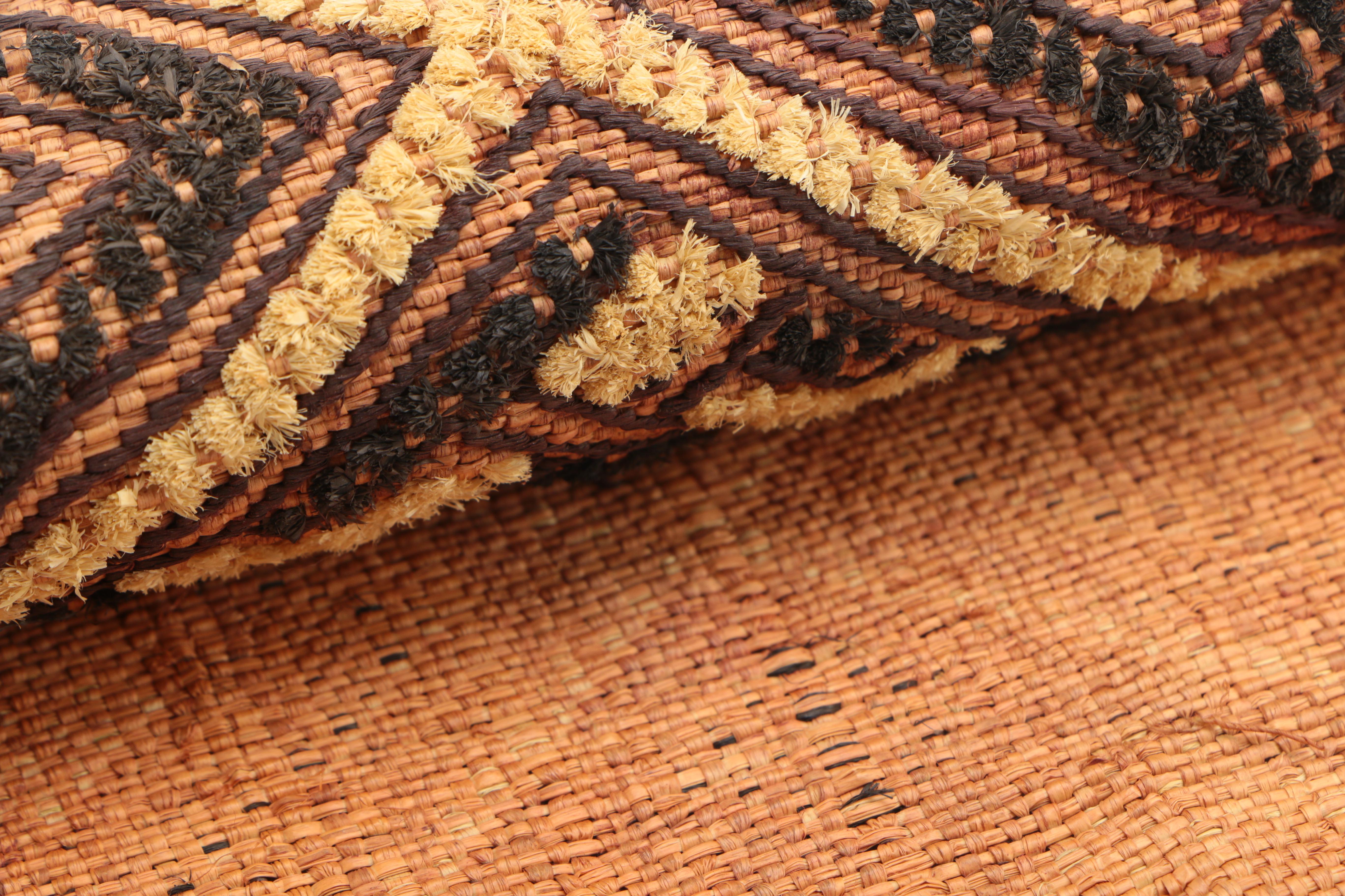 Two Vintage Hand Woven African (Congo) Kuba Cloth Panels