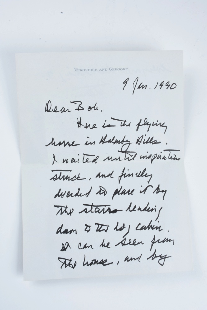 Bronze Replica Han Dynasty Gansu Flying Horse With Letter From Gregory Peck