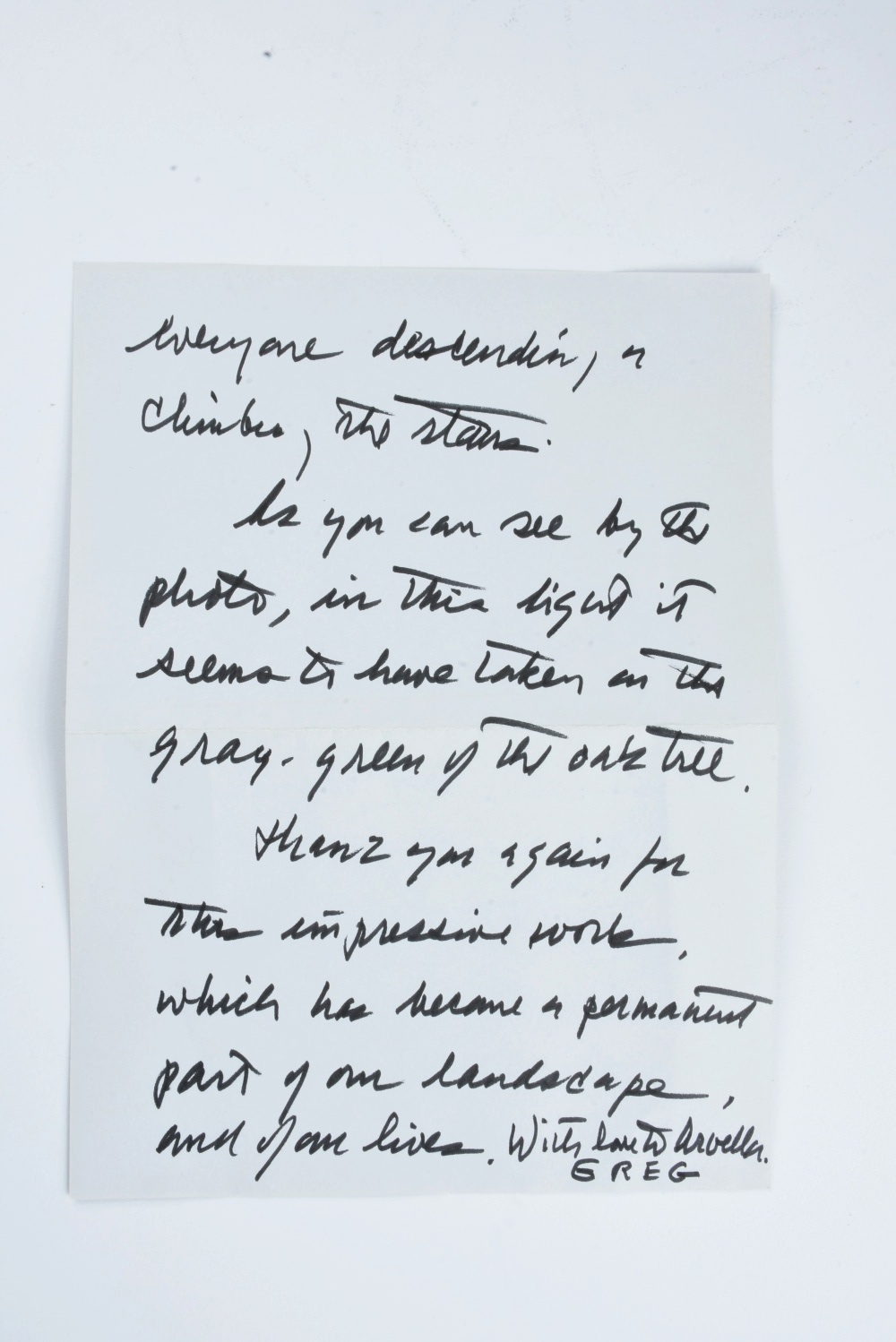 Bronze Replica Han Dynasty Gansu Flying Horse With Letter From Gregory Peck