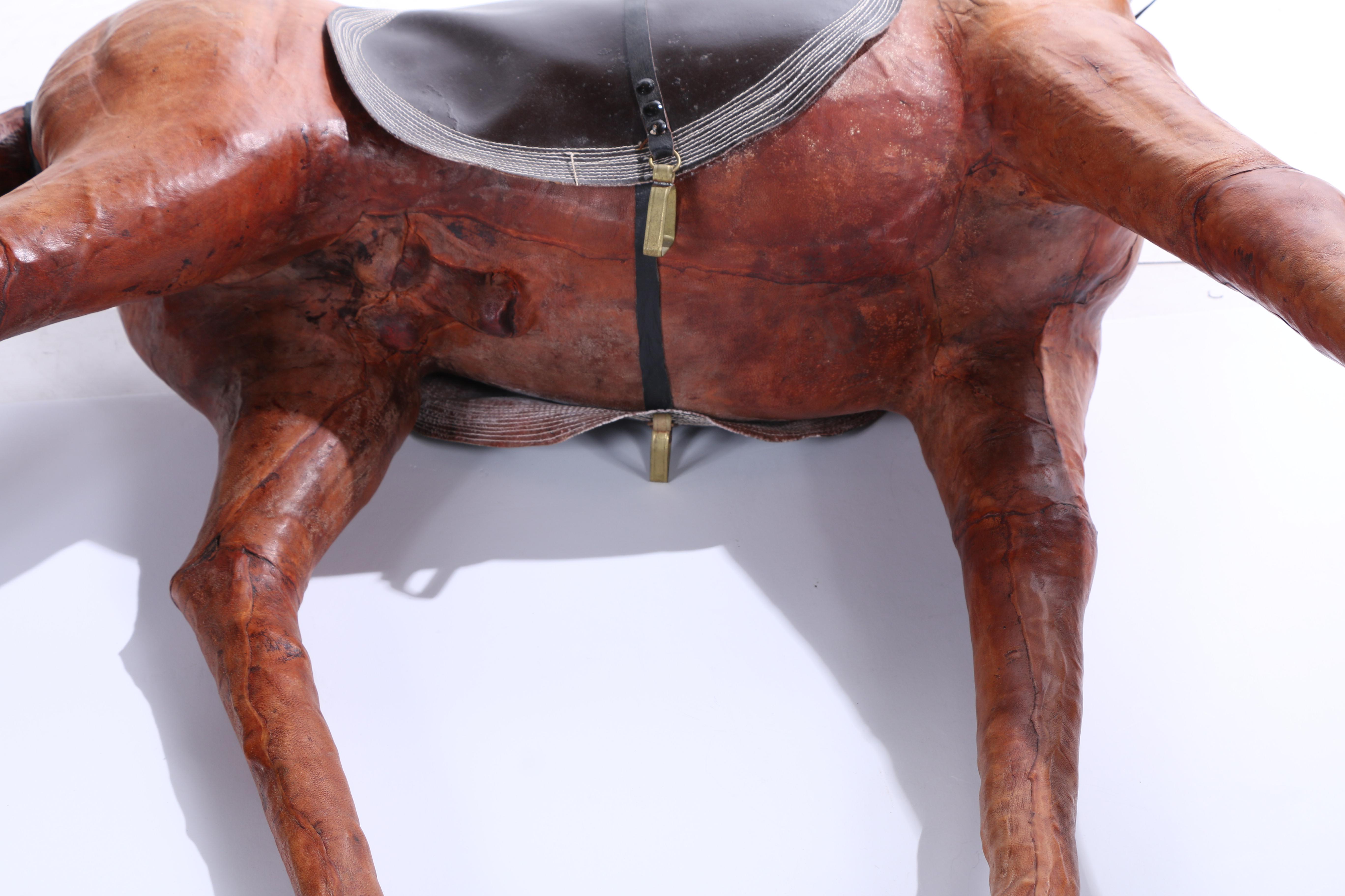Leather-Wrapped Standing Horse Sculpture