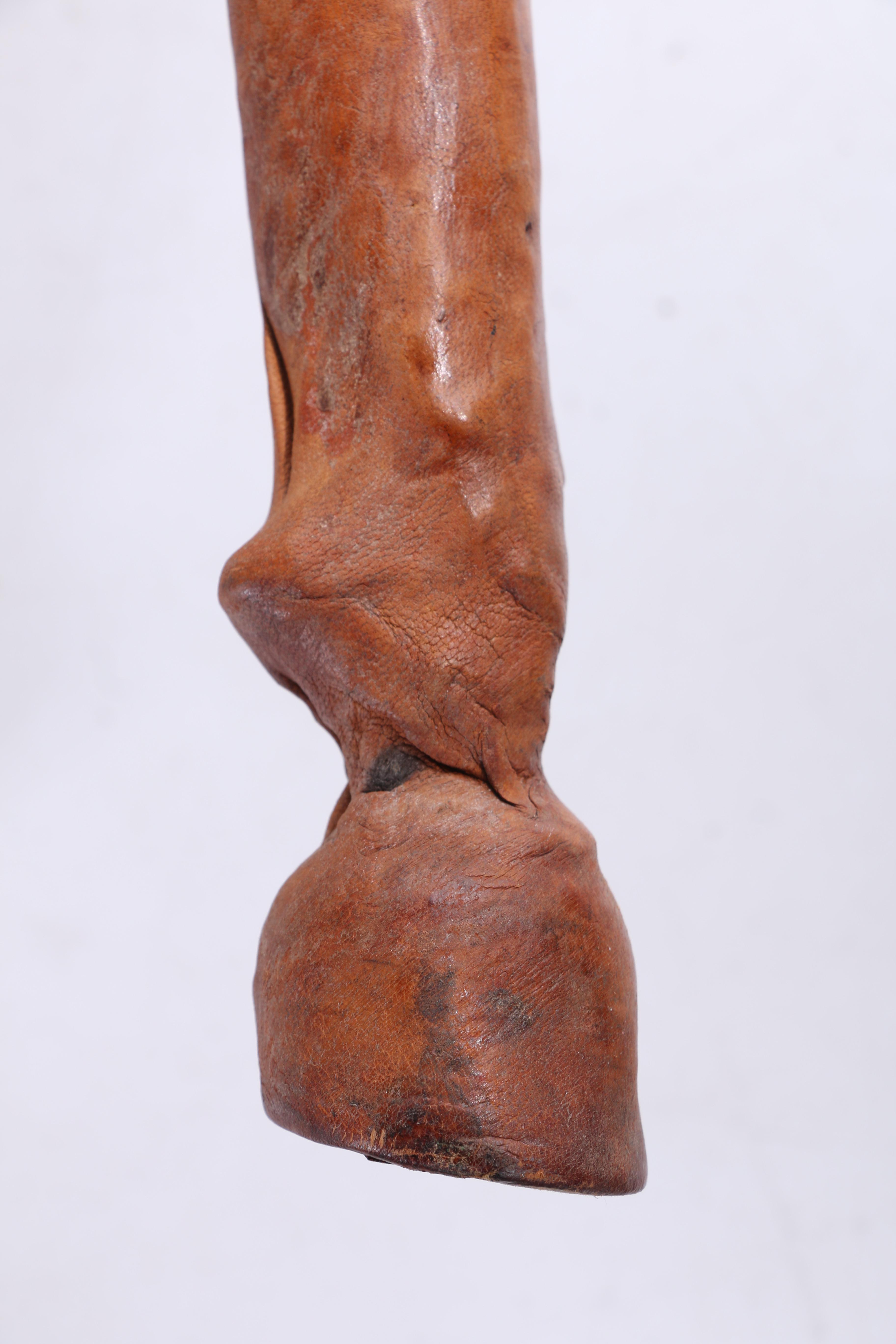 Leather-Wrapped Standing Horse Sculpture