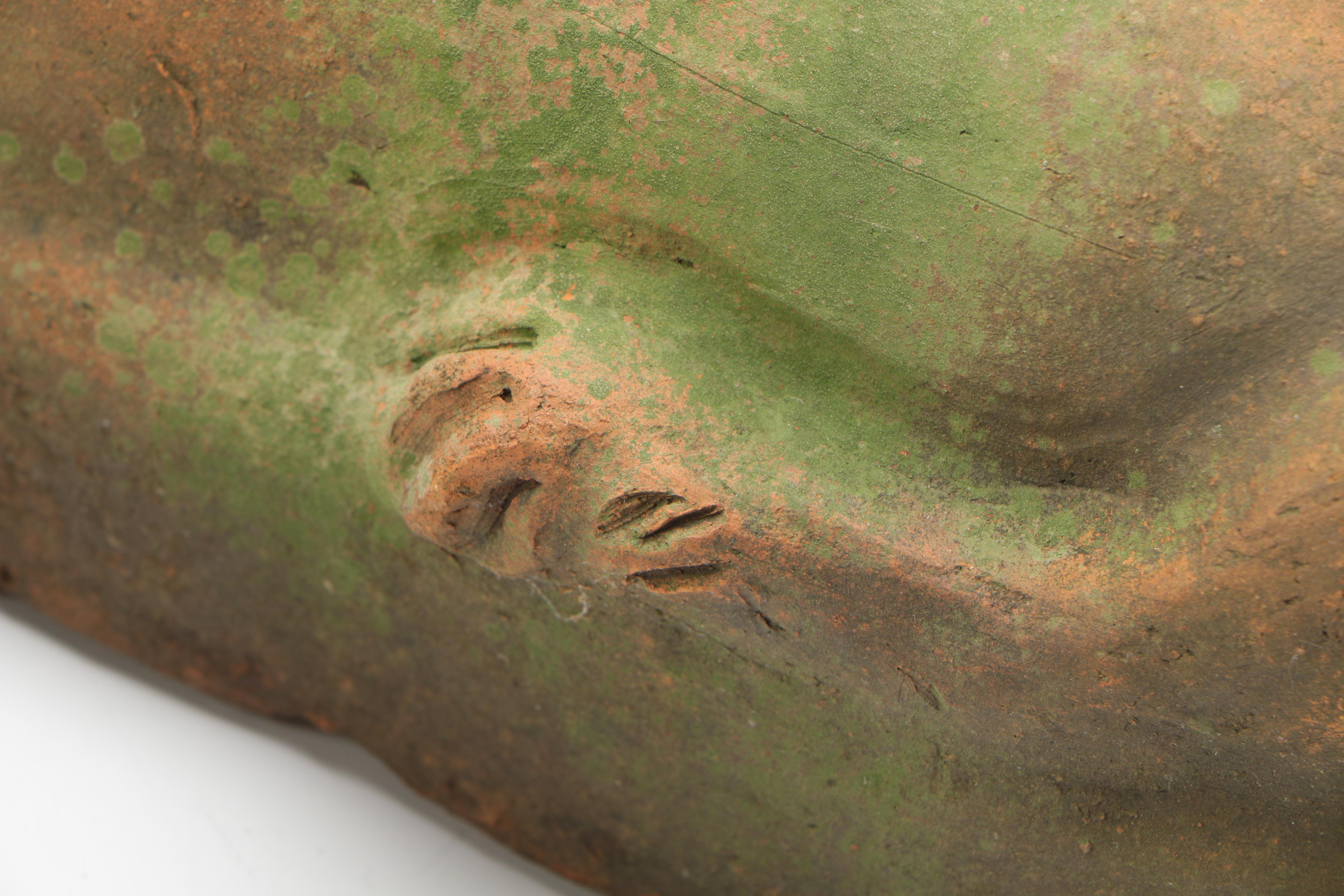 Antique Folk Art Terra Cotta Dachshund Statuary