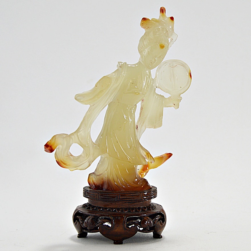 Chinese Carved Crystal Chang'e Moon Goddess Figurine