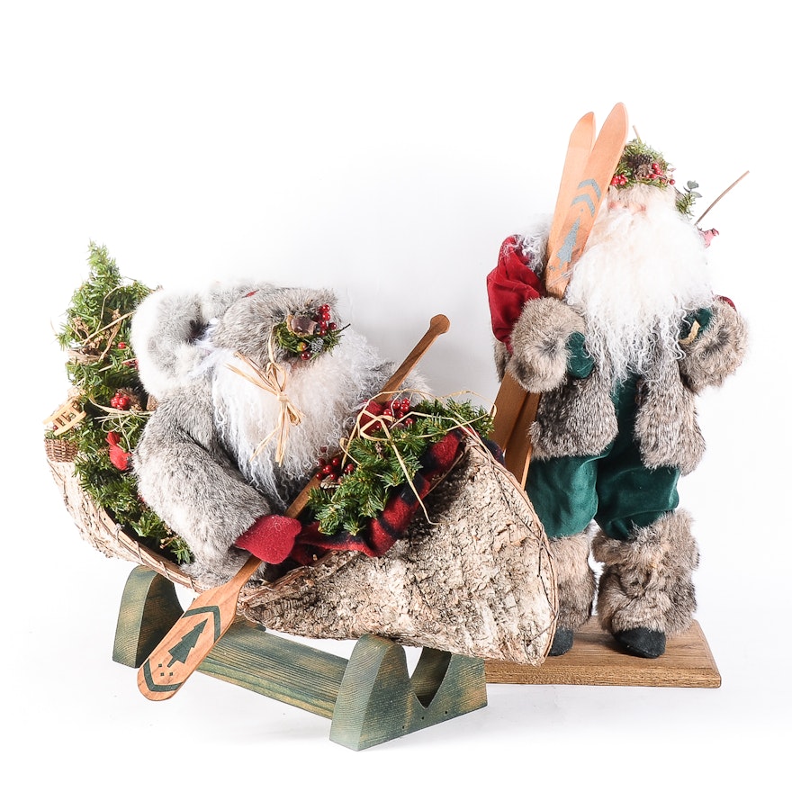 Pair of Rustic Santa Figurines by Timeless Collectibles