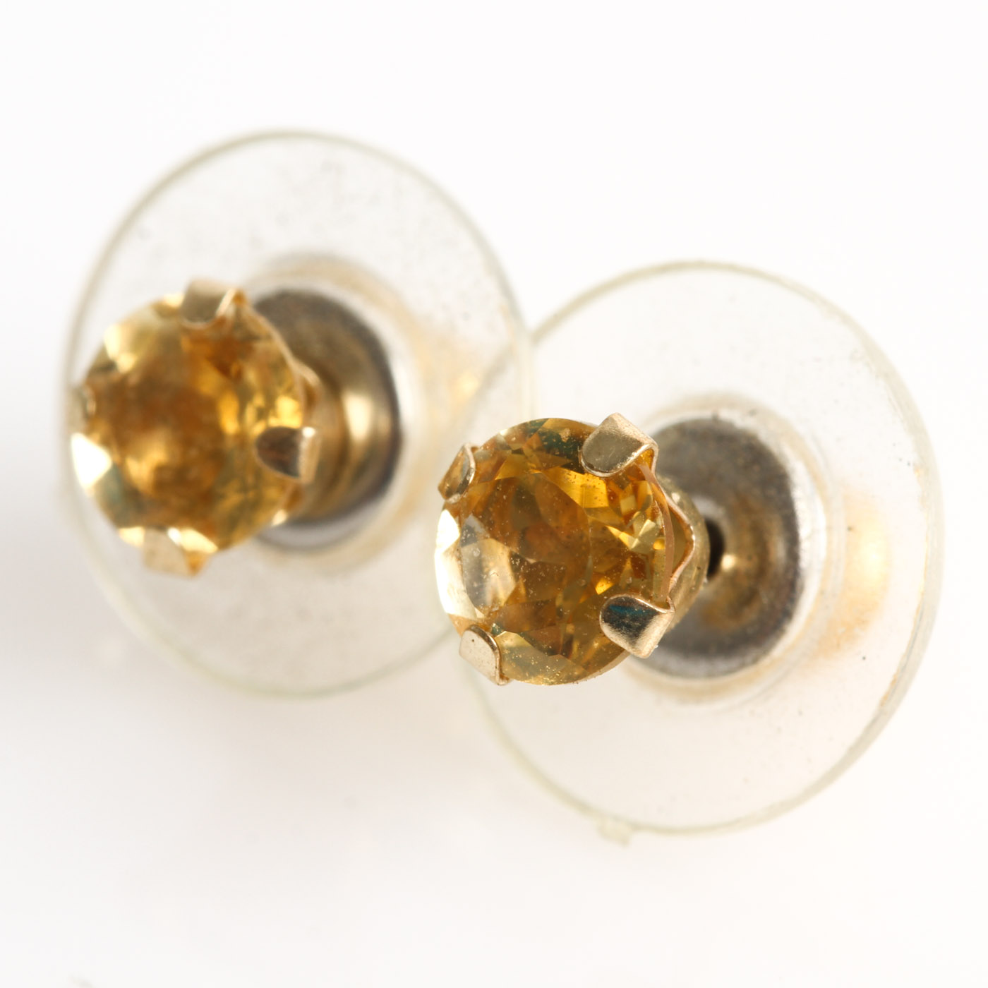 14K Yellow Gold and Citrine Stud Earrings