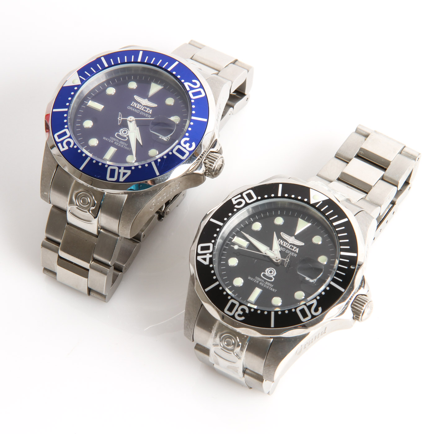 Pair of Invicta Stainless Steel Grand Diver Watches