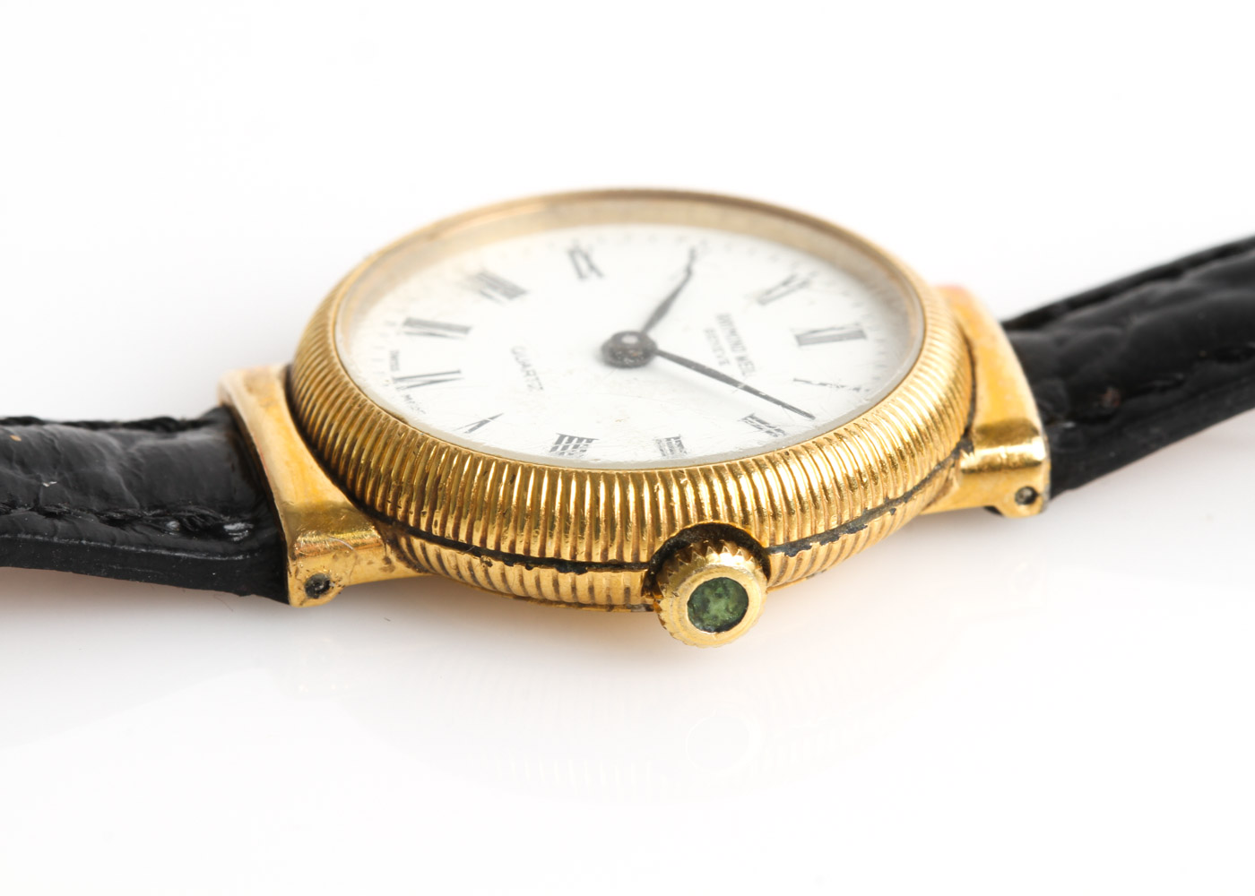 Vintage Raymond Weil 18K Gold Electroplate Watch with Alligator Grain Strap