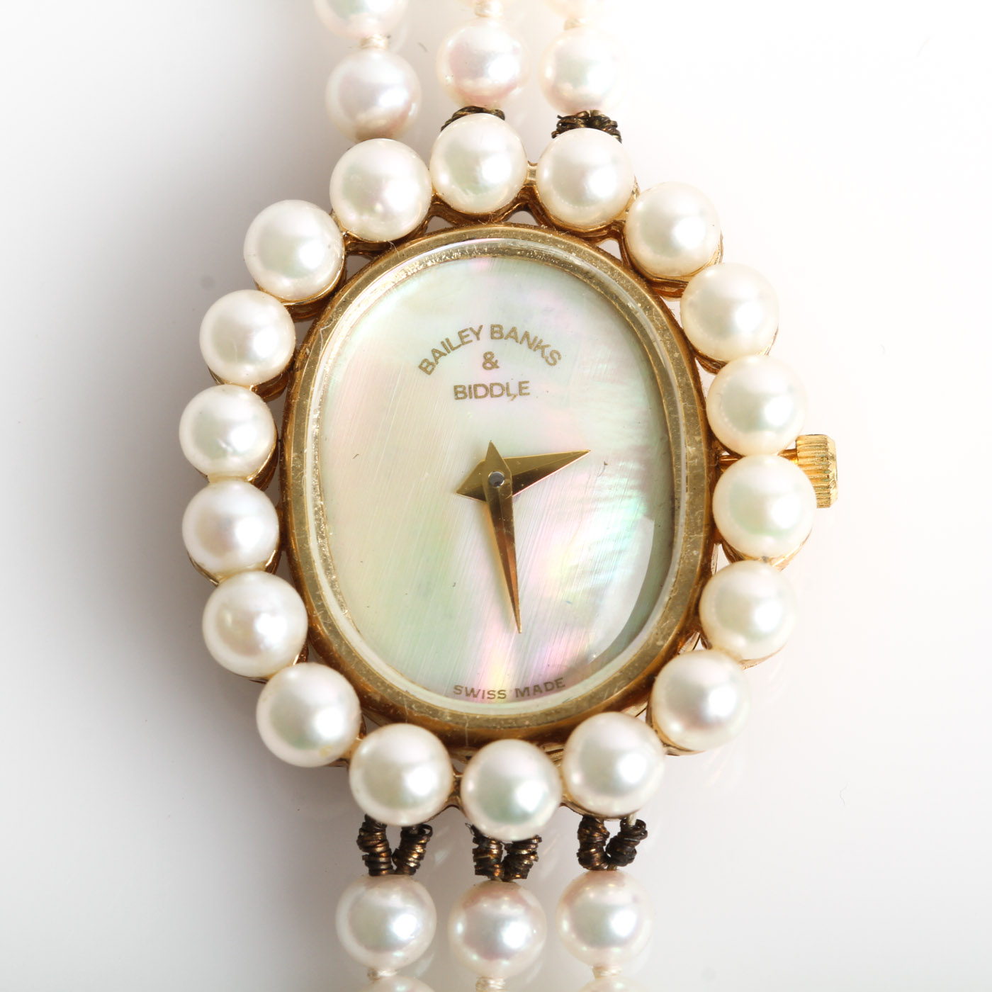 Vintage Bailey Banks & Biddle 14K Yellow Gold and Cultured Pearl Watch