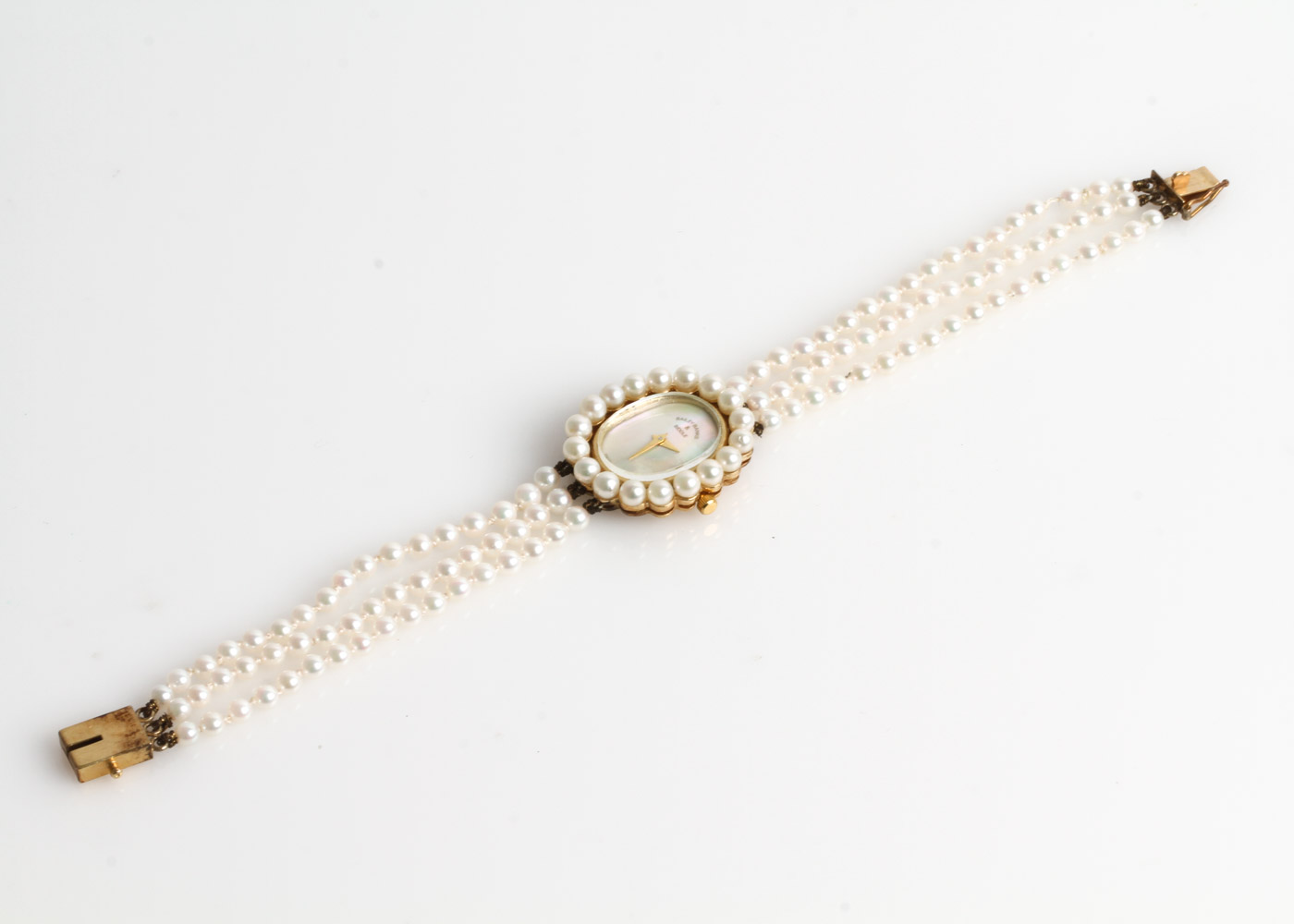 Vintage Bailey Banks & Biddle 14K Yellow Gold and Cultured Pearl Watch