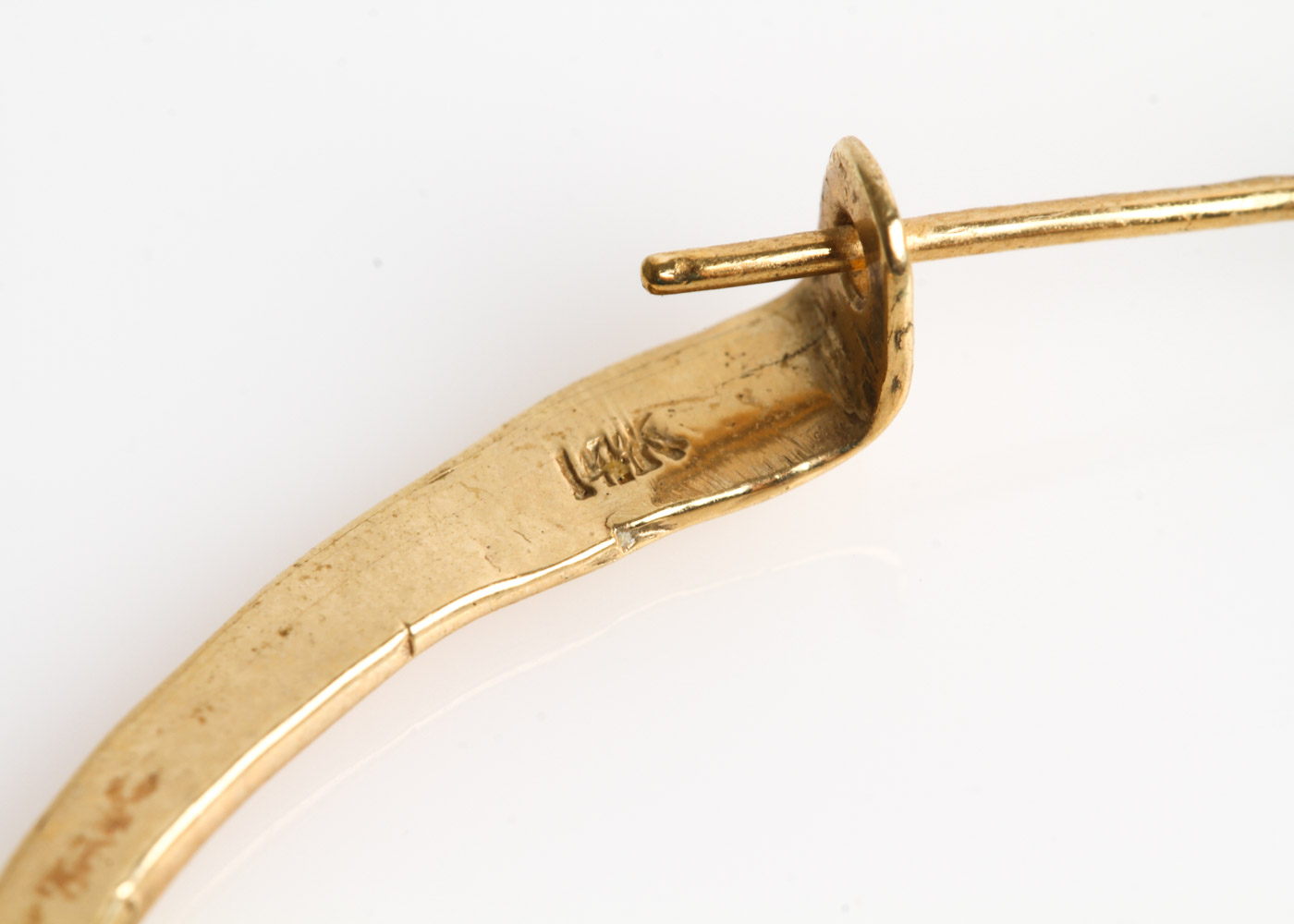 14K Yellow Gold Hammered Hoop Earrings