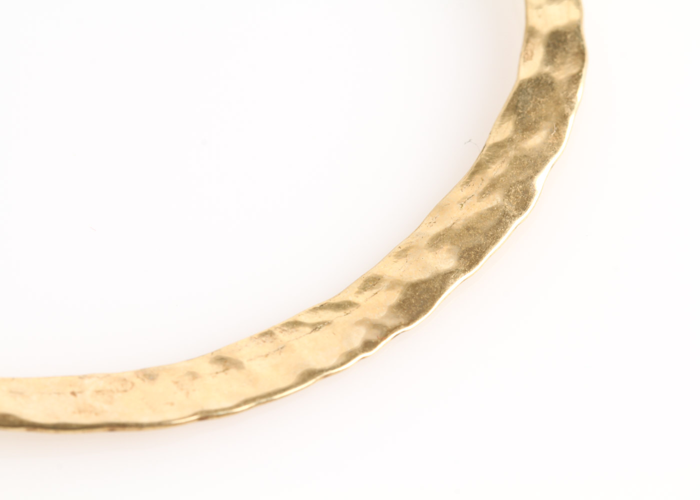 14K Yellow Gold Hammered Hoop Earrings