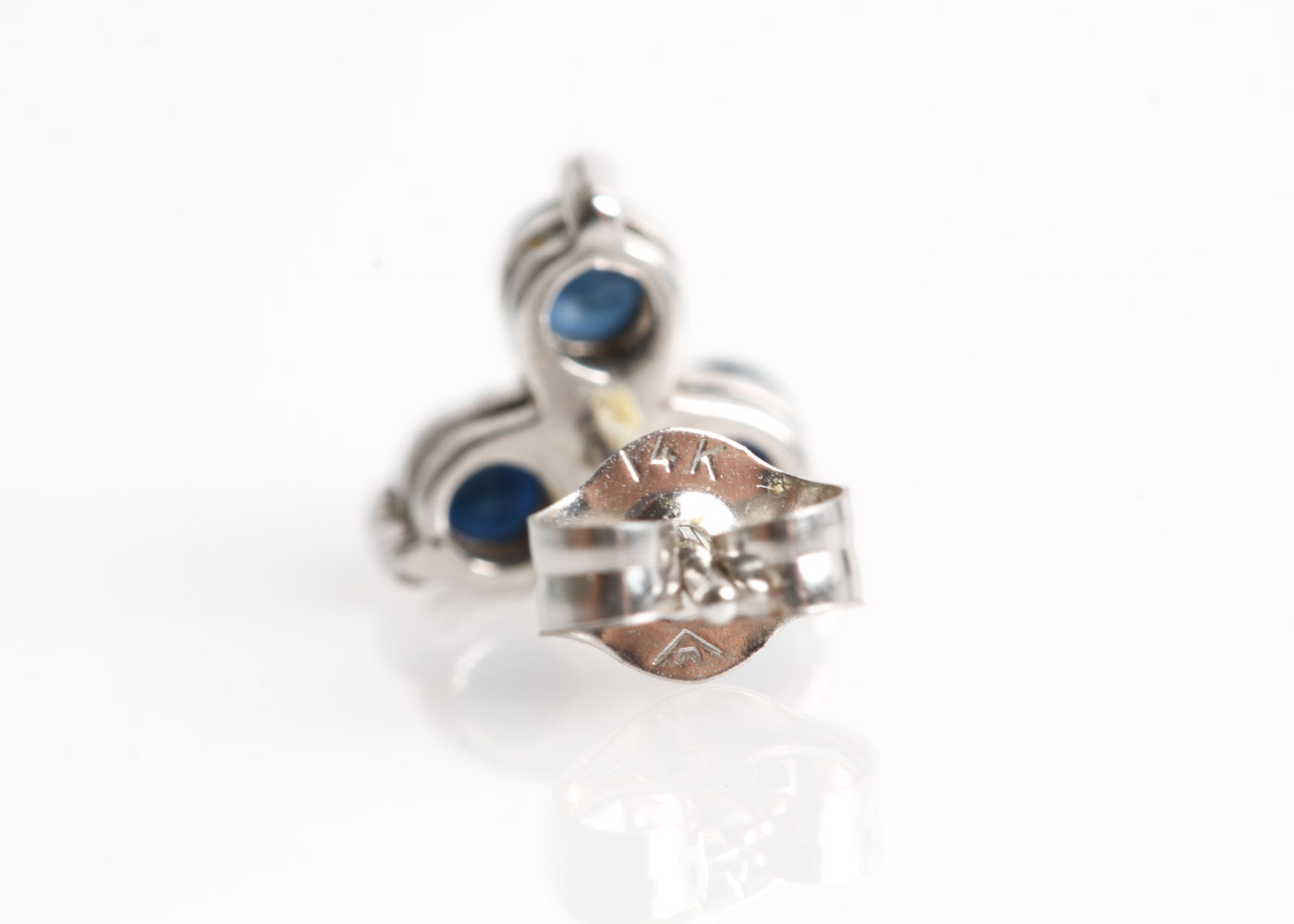 10K White Gold and Sapphire Stud Earrings with 14K Closures