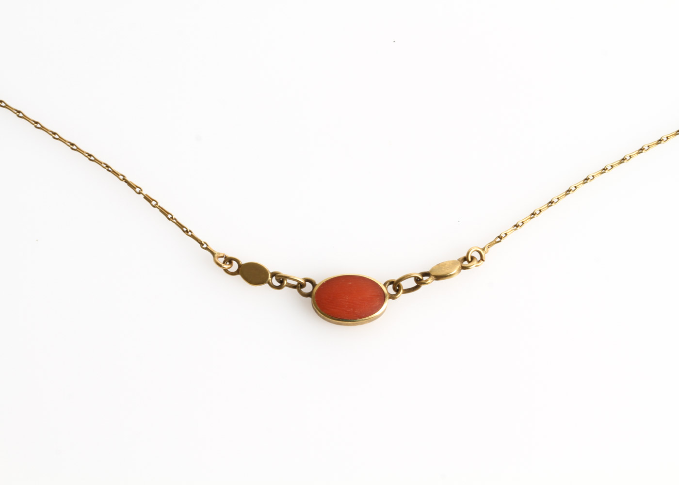 18K Yellow Gold and Coral Pendant Necklace