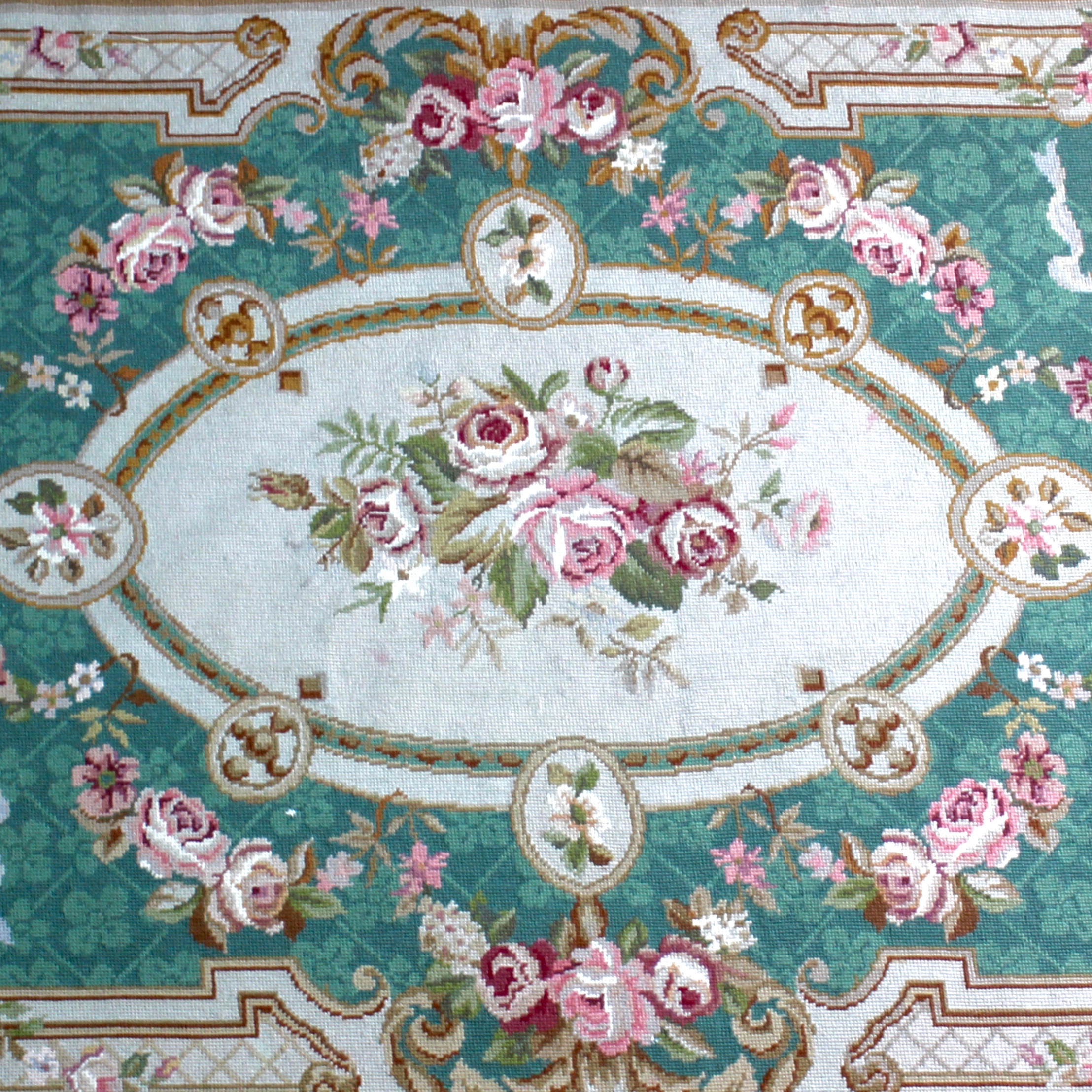 Vintage Floral Needlepoint Tapestry