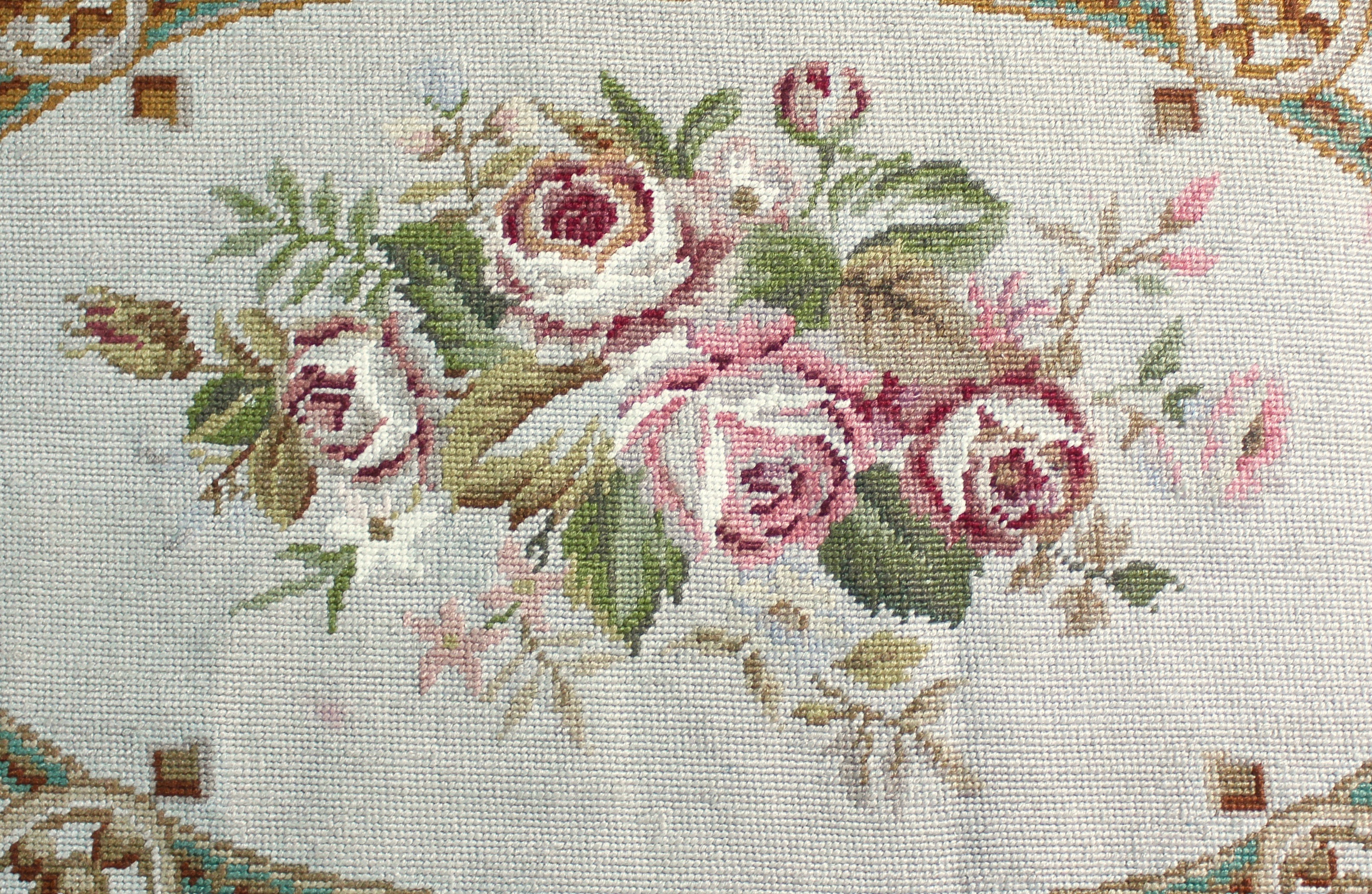 Vintage Floral Needlepoint Tapestry