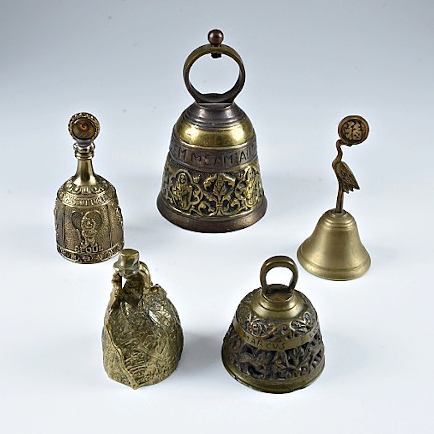 Vintage Brass Bells Including Large Monastery Bell