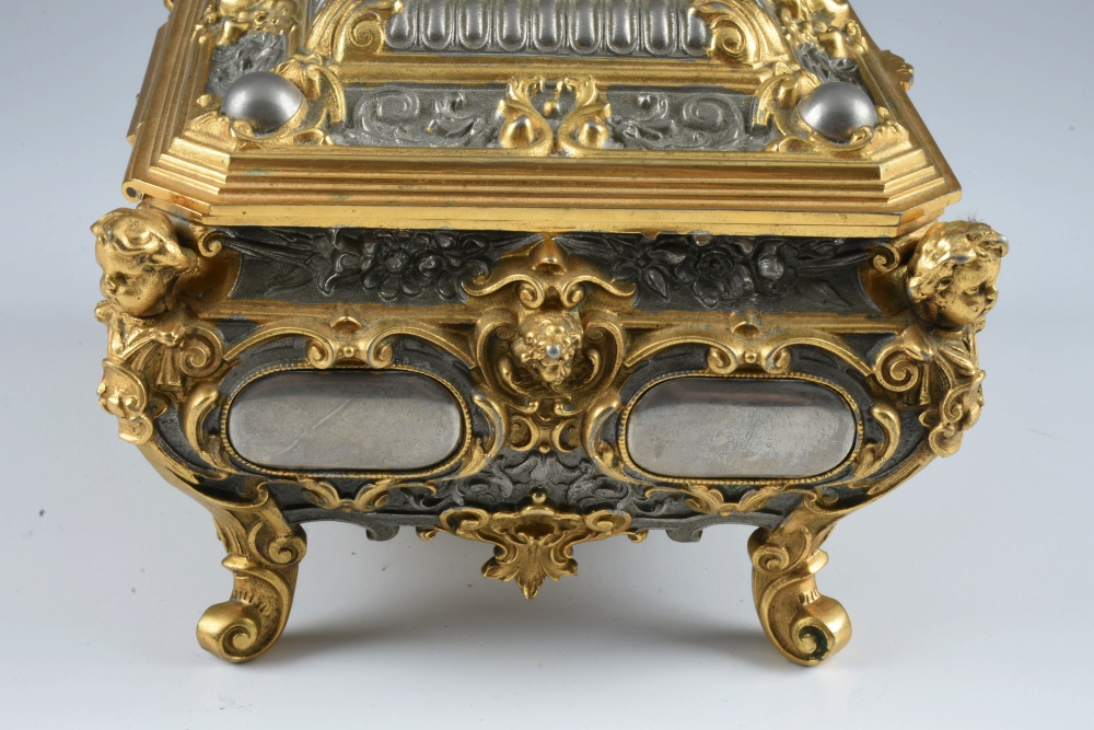 Baroque Style Brass and Pewter Continental Music Box