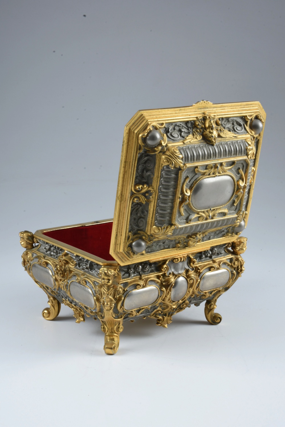 Baroque Style Brass and Pewter Continental Music Box