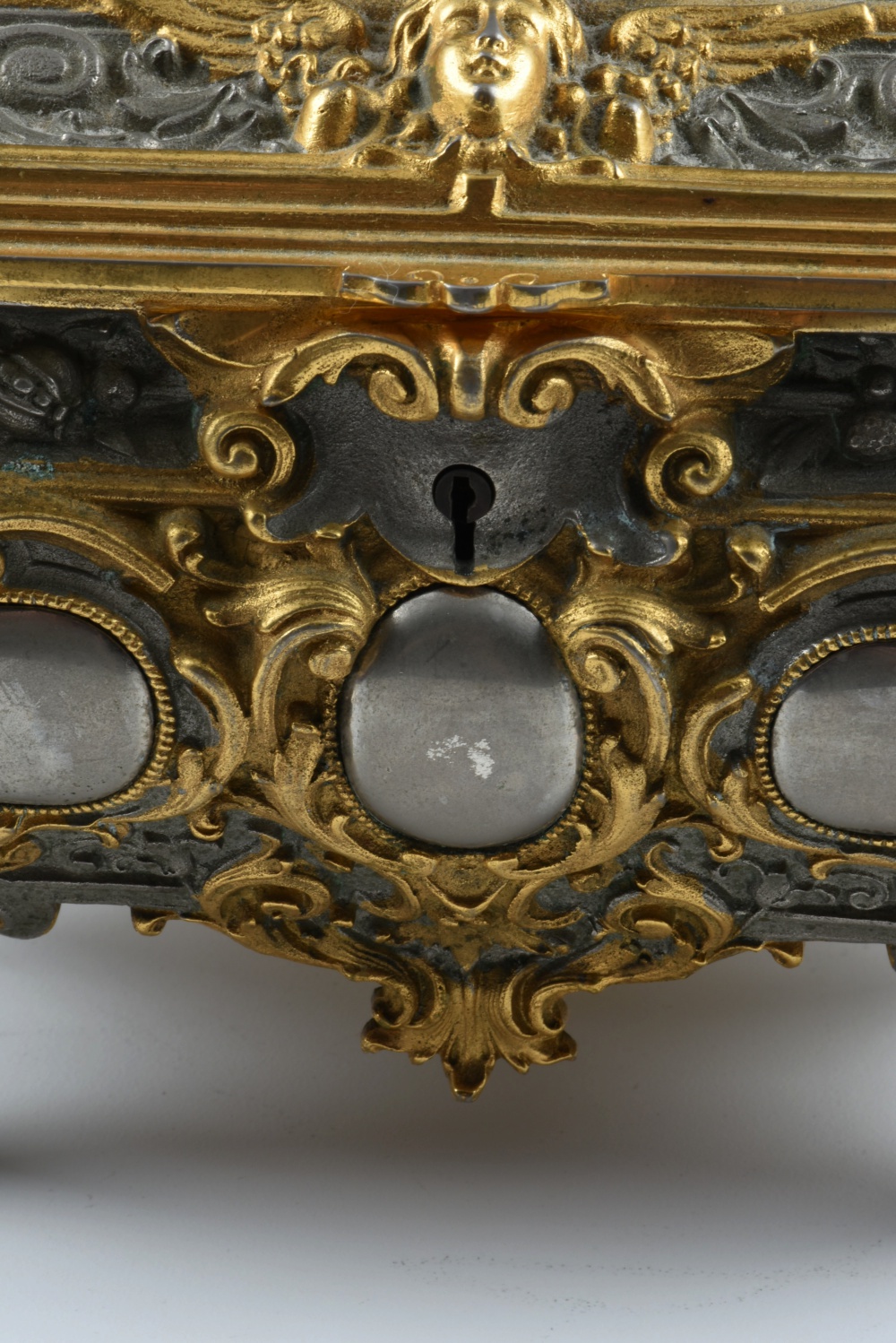 Baroque Style Brass and Pewter Continental Music Box