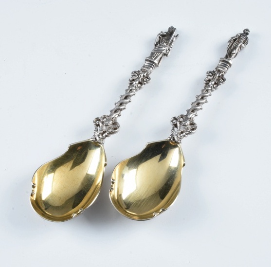 Pair of Francis Higgins Victorian Sterling Silver Apostle Spoons