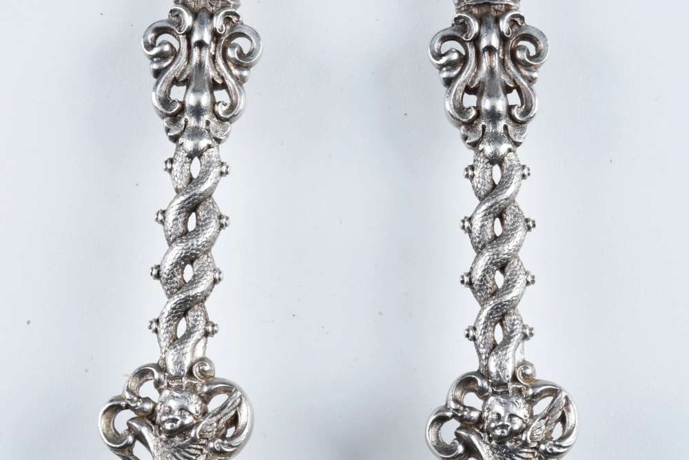 Pair of Francis Higgins Victorian Sterling Silver Apostle Spoons