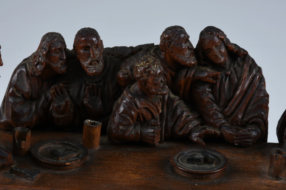 Hand Carved Wood Sculpture After Da Vinci of The Last Supper
