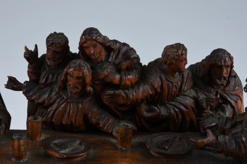 Hand Carved Wood Sculpture After Da Vinci of The Last Supper