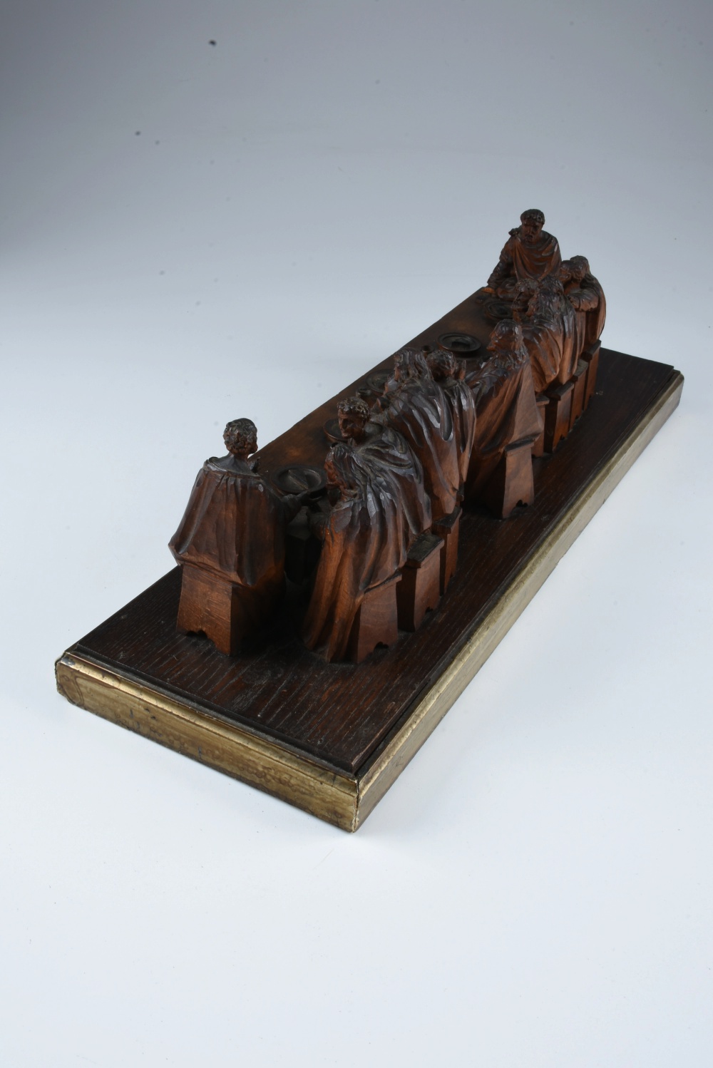 Hand Carved Wood Sculpture After Da Vinci of The Last Supper