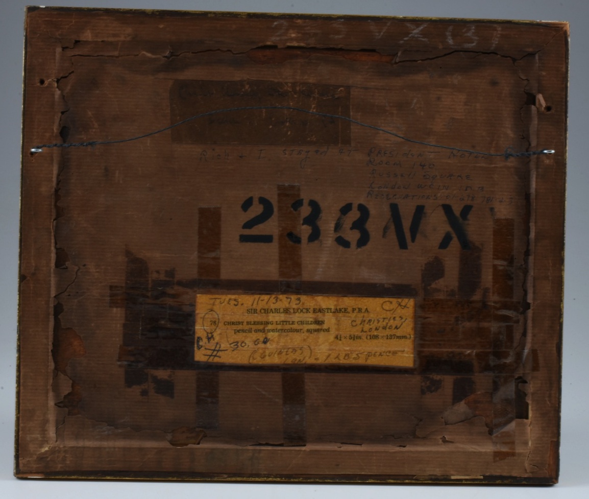 Attributed to Sir Charles Lock Eastlake Watercolor on Paper "Christ Blessing Little Children"