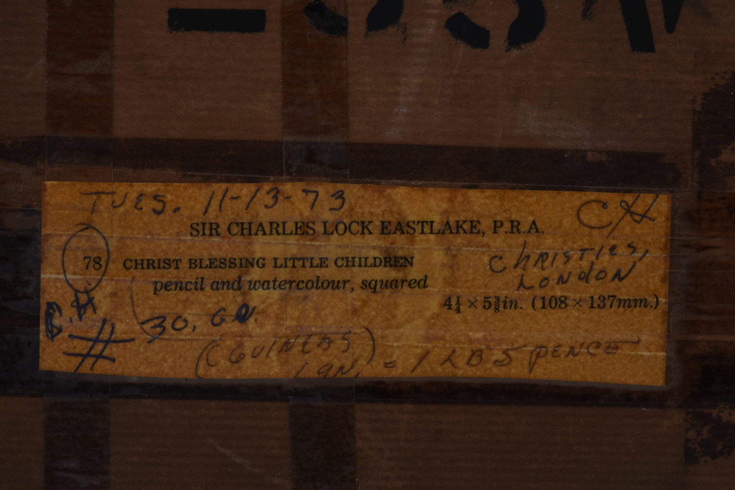 Attributed to Sir Charles Lock Eastlake Watercolor on Paper "Christ Blessing Little Children"