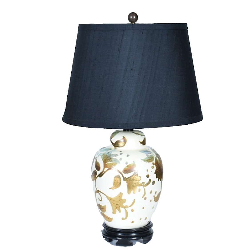 Ginger Jar Style Lamp With Black Shade