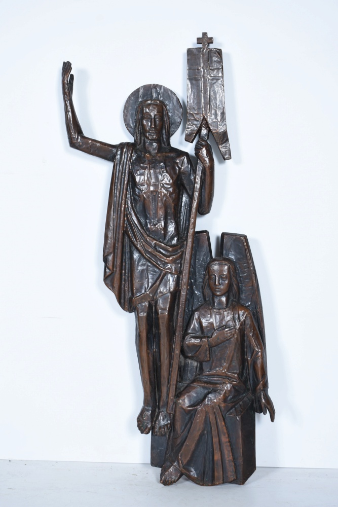 Copper Clad Wood Carving of Christ and John the Baptist