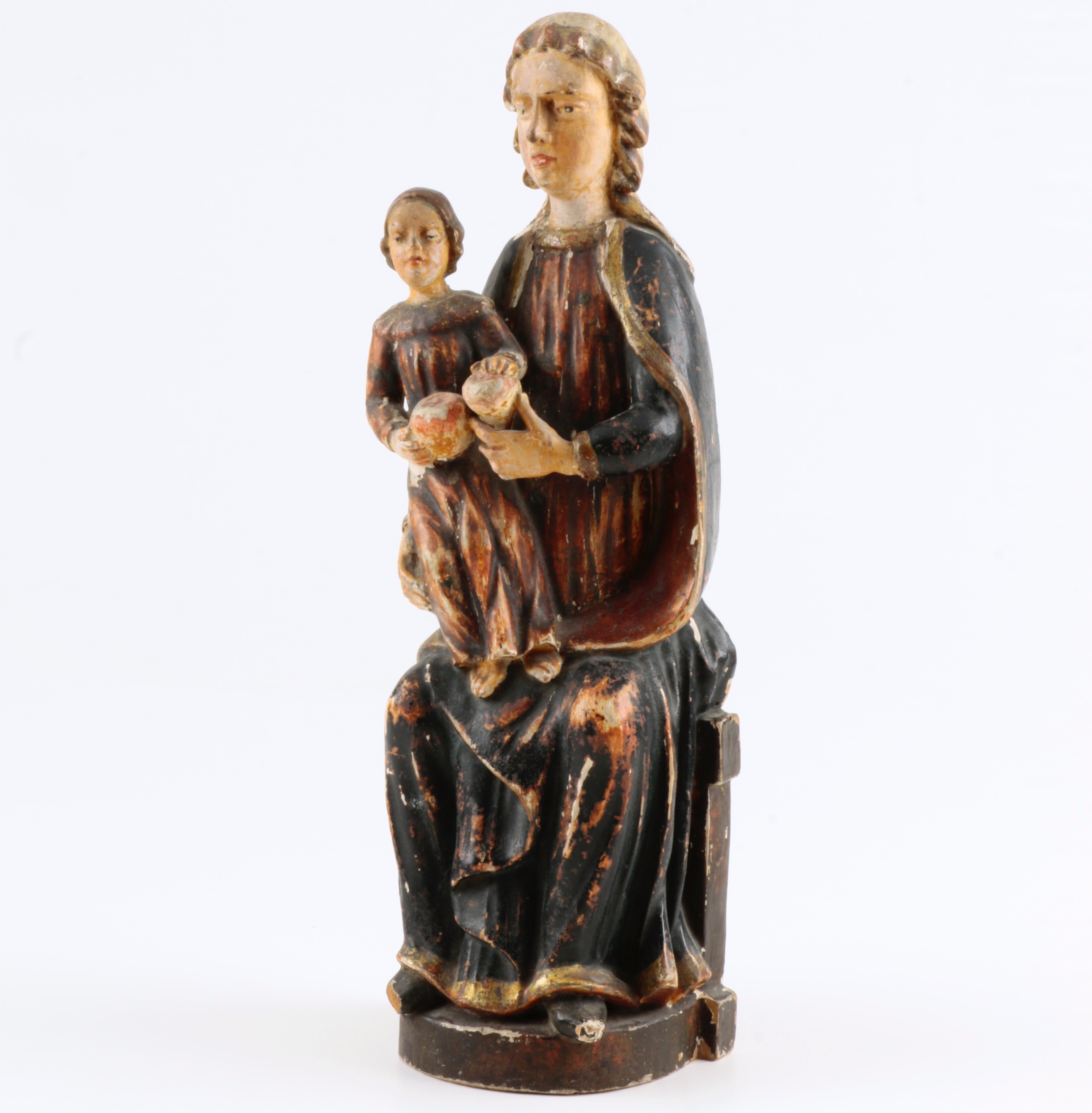 17th/18th-Century Italian Polychrome Carved Wood Virgin and Child