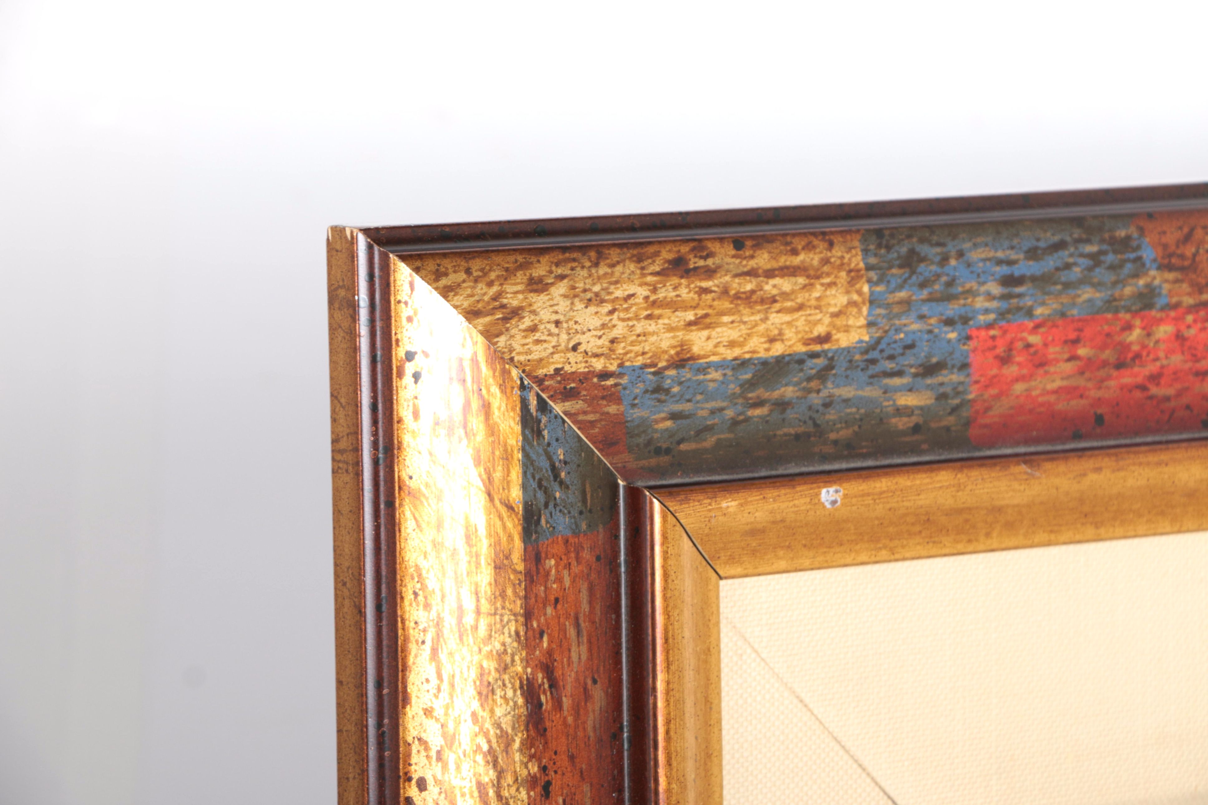 Trey Mixed Media Collage of a Chair and Floral Stand