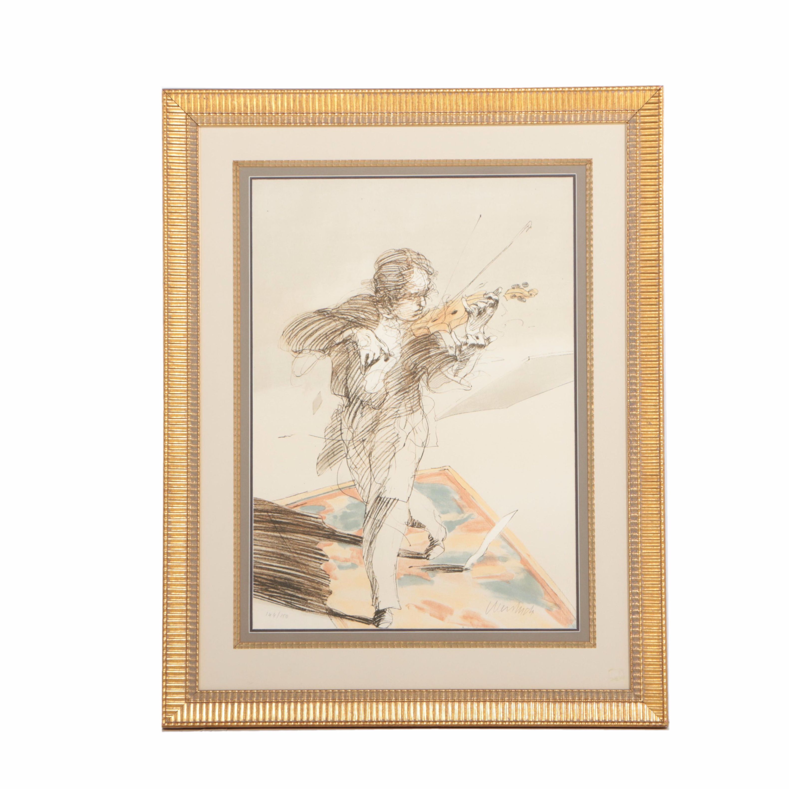 Claude Weisbuch Limited Edition Lithograph of a Violinist