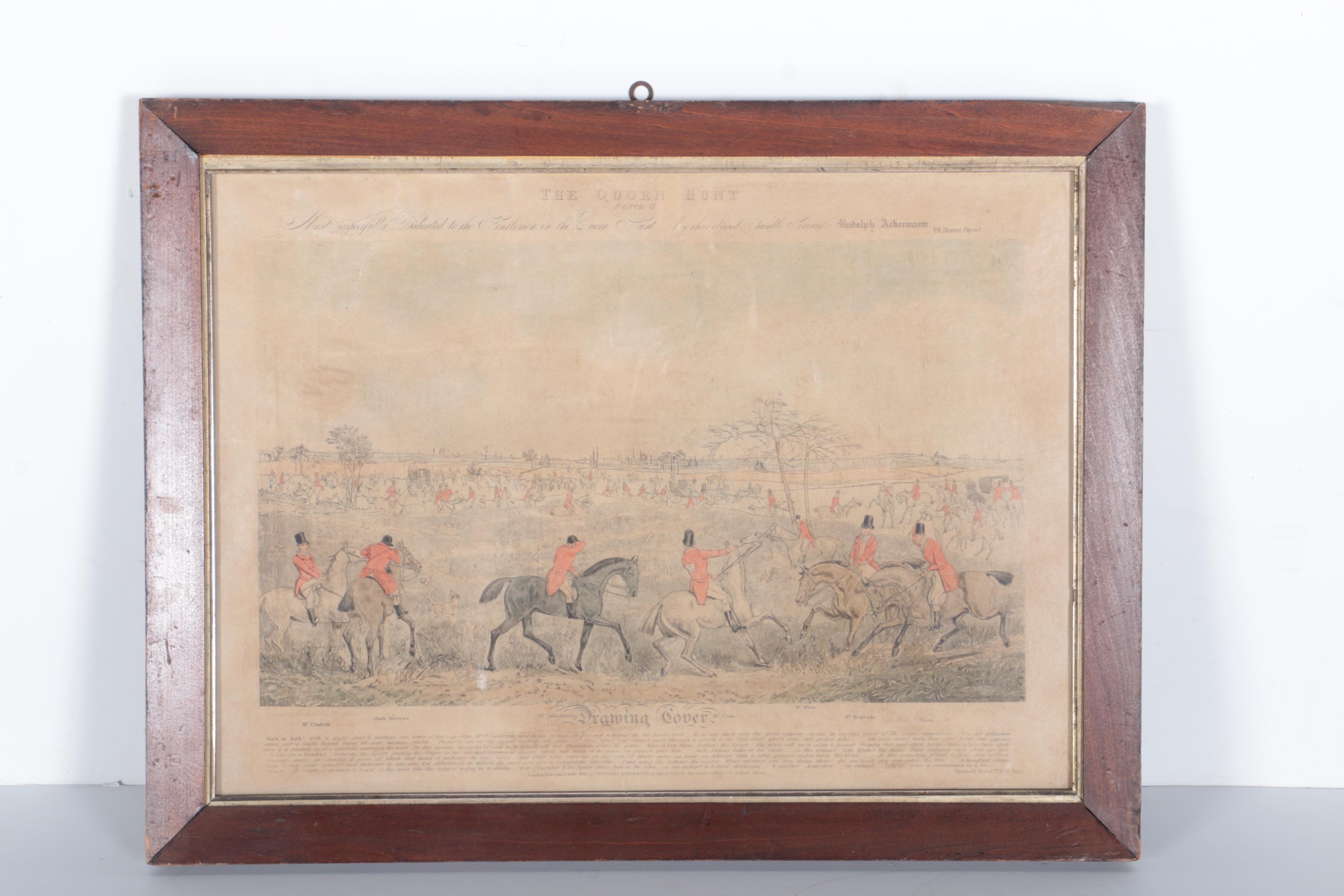 F.L. Lewis Hand Color Engravings "Full-Cry Second Horses" and "Drawing Cover"