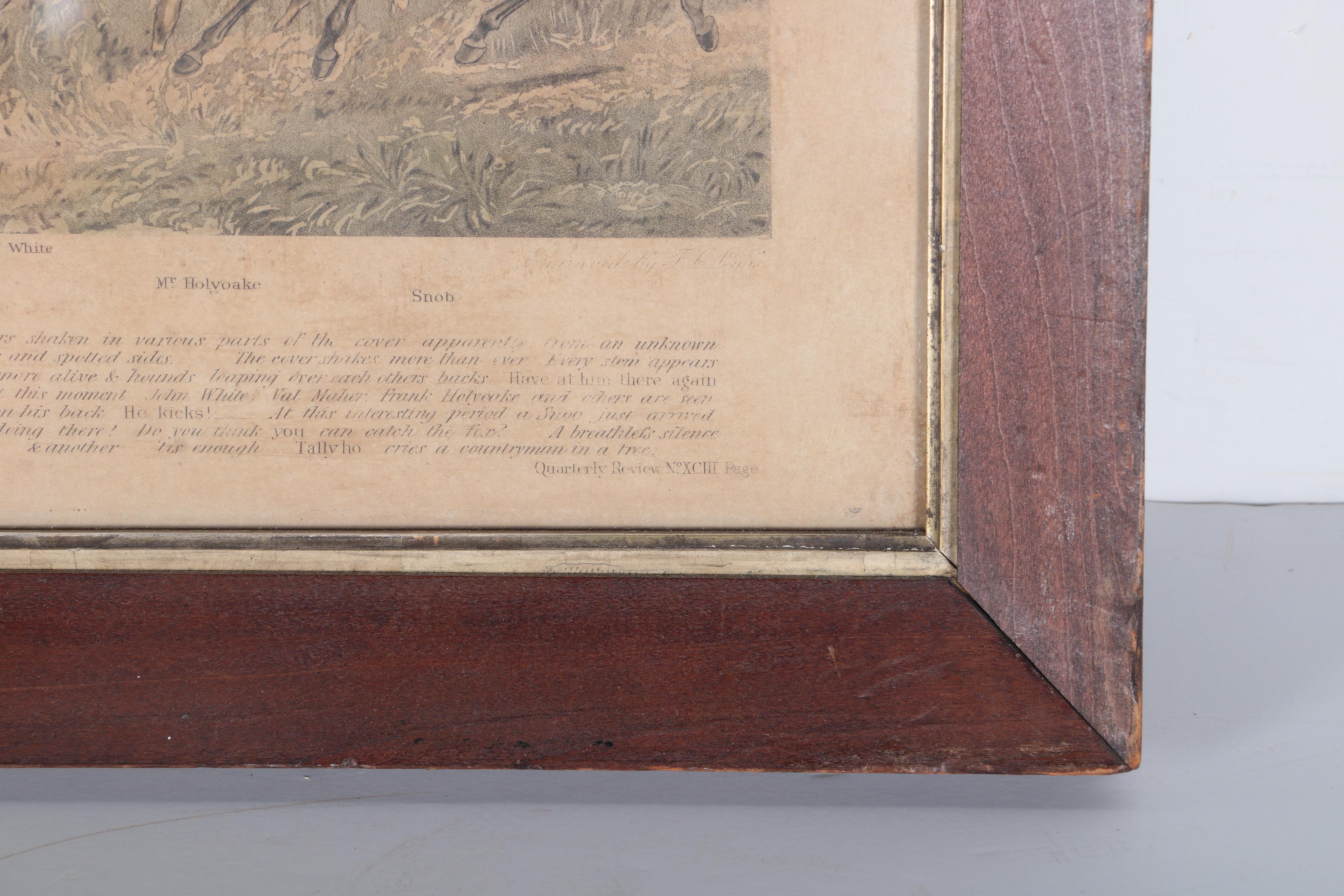 F.L. Lewis Hand Color Engravings "Full-Cry Second Horses" and "Drawing Cover"