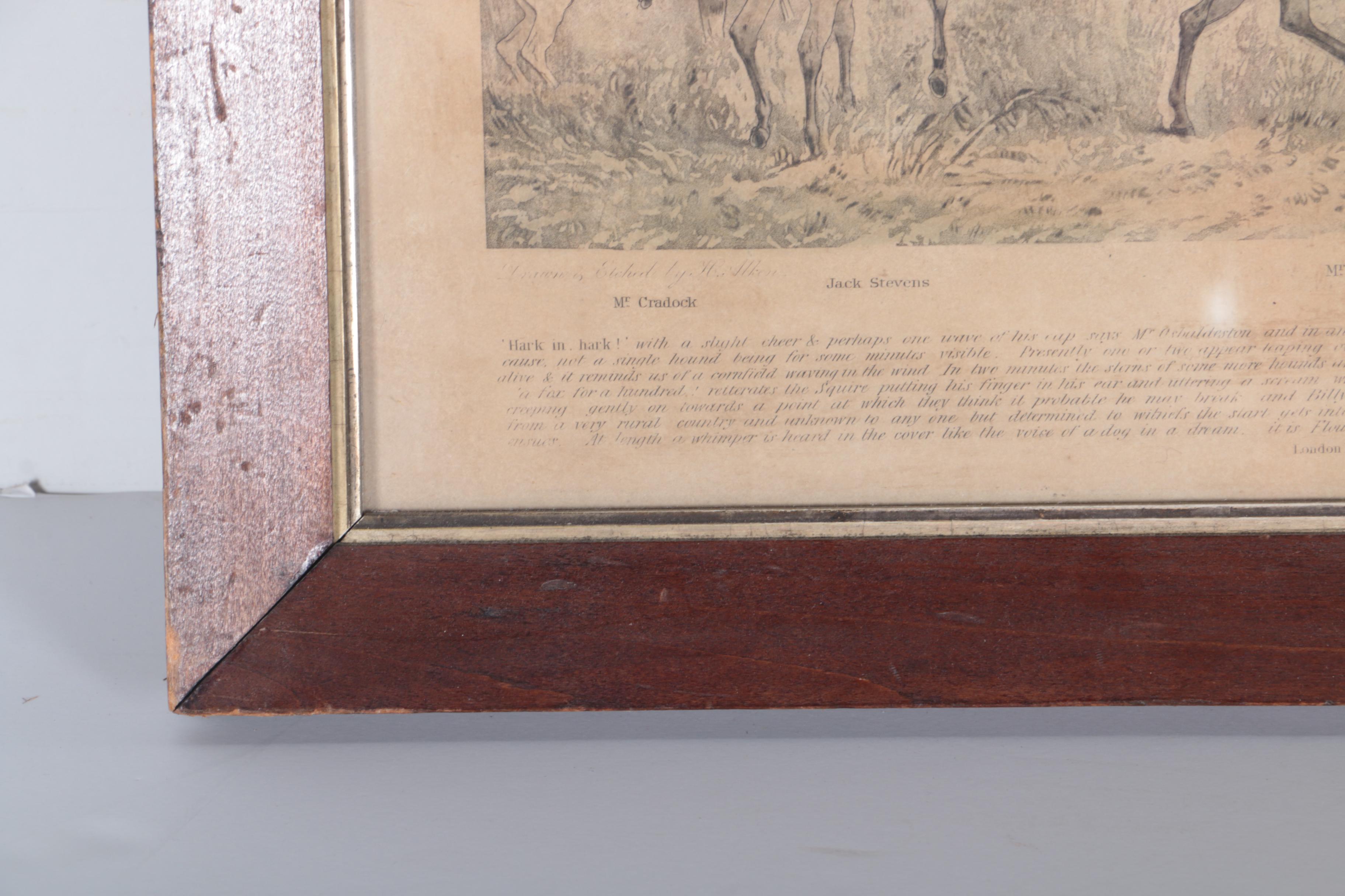 F.L. Lewis Hand Color Engravings "Full-Cry Second Horses" and "Drawing Cover"