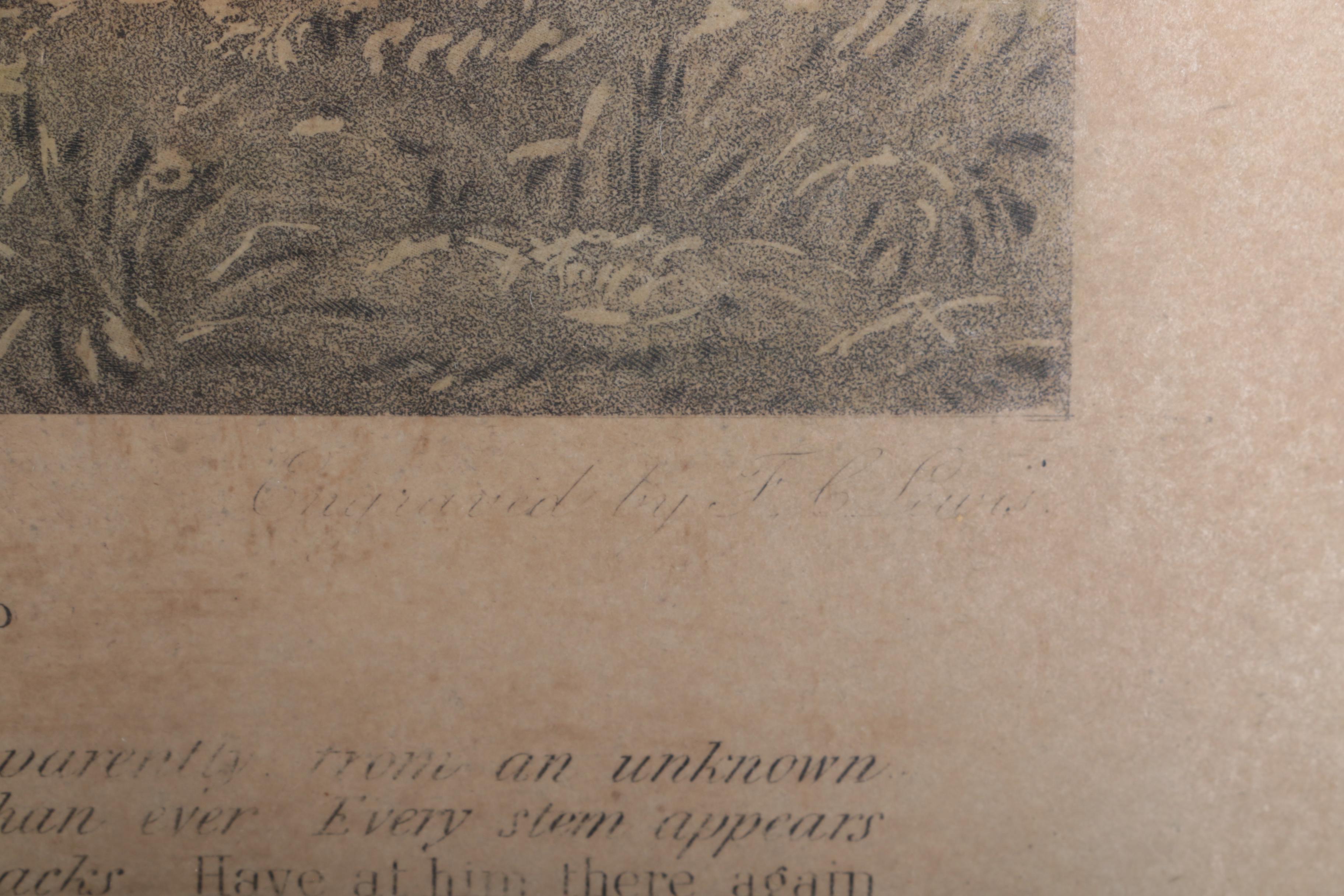 F.L. Lewis Hand Color Engravings "Full-Cry Second Horses" and "Drawing Cover"