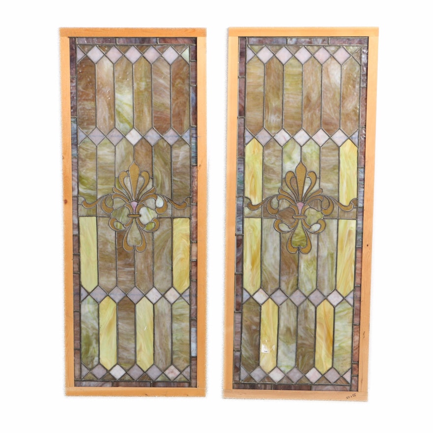 Pair of Stained Glass Panels