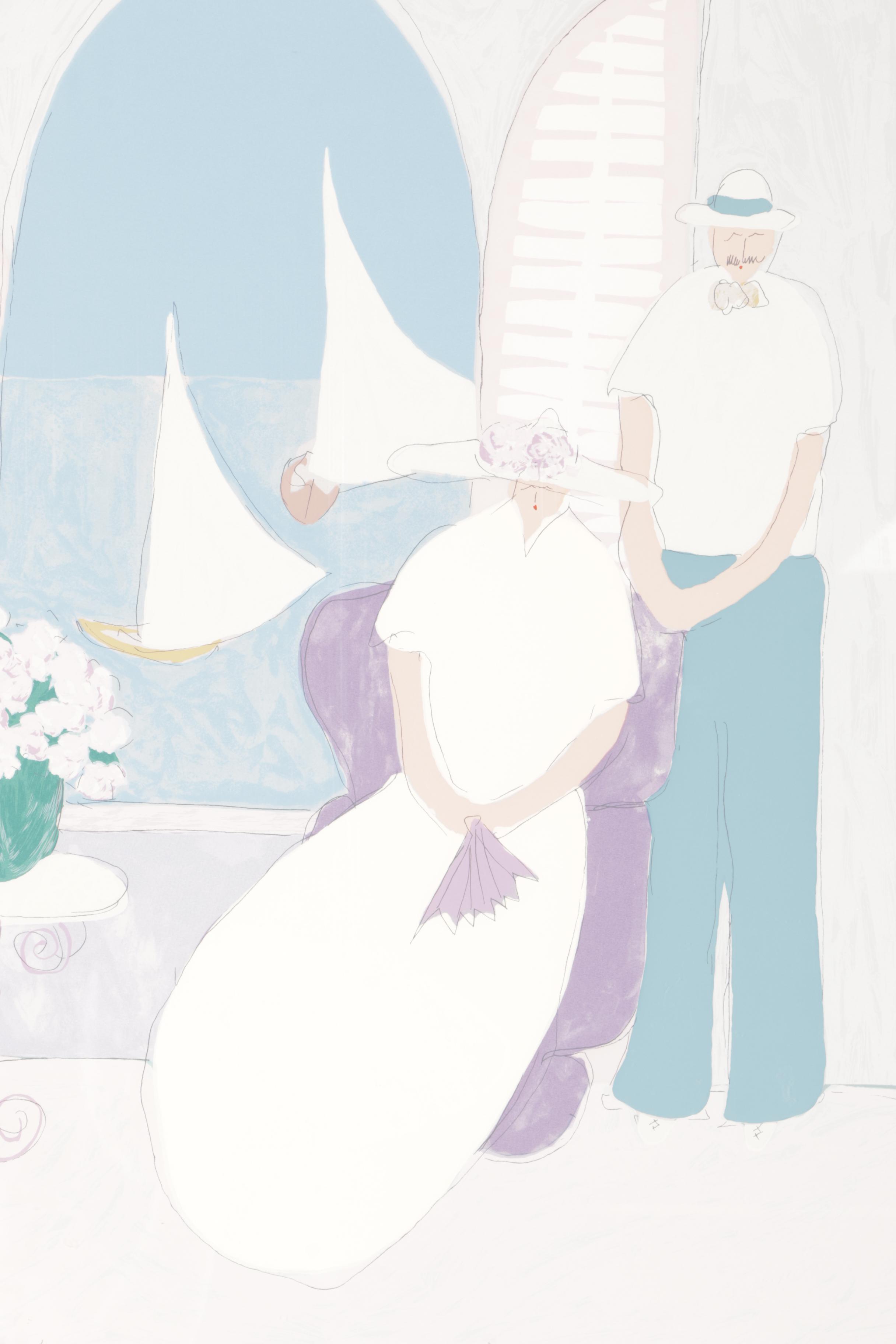 Jim N. Hill Limited Edition Serigraph of Couple by Window