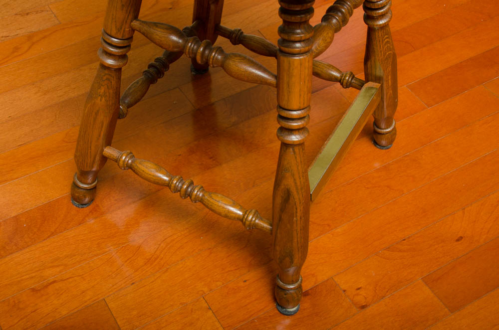 Oak Windsor Style Swivel Bar Stools
