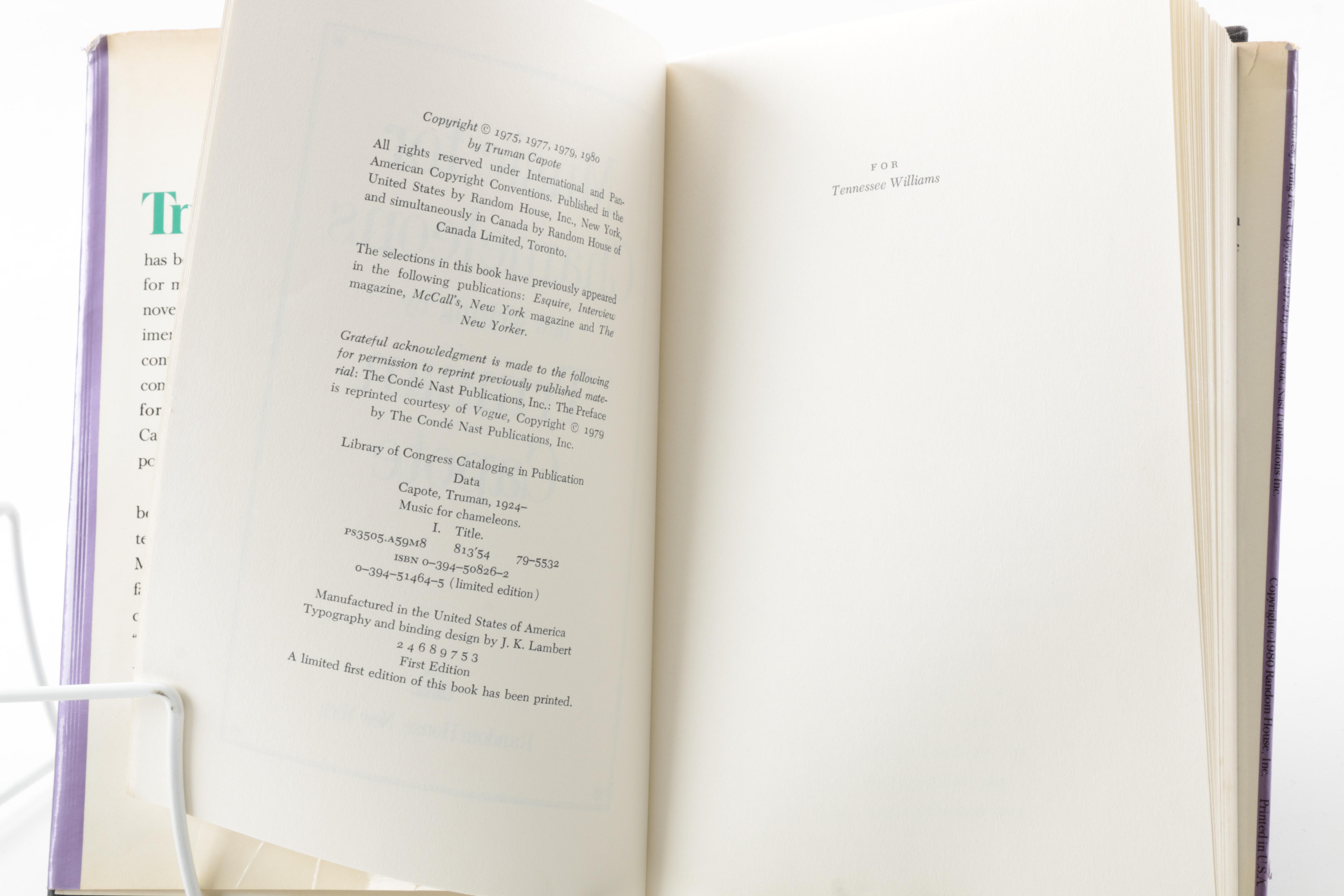 1980 "Music for Chameleons" by Truman Capote