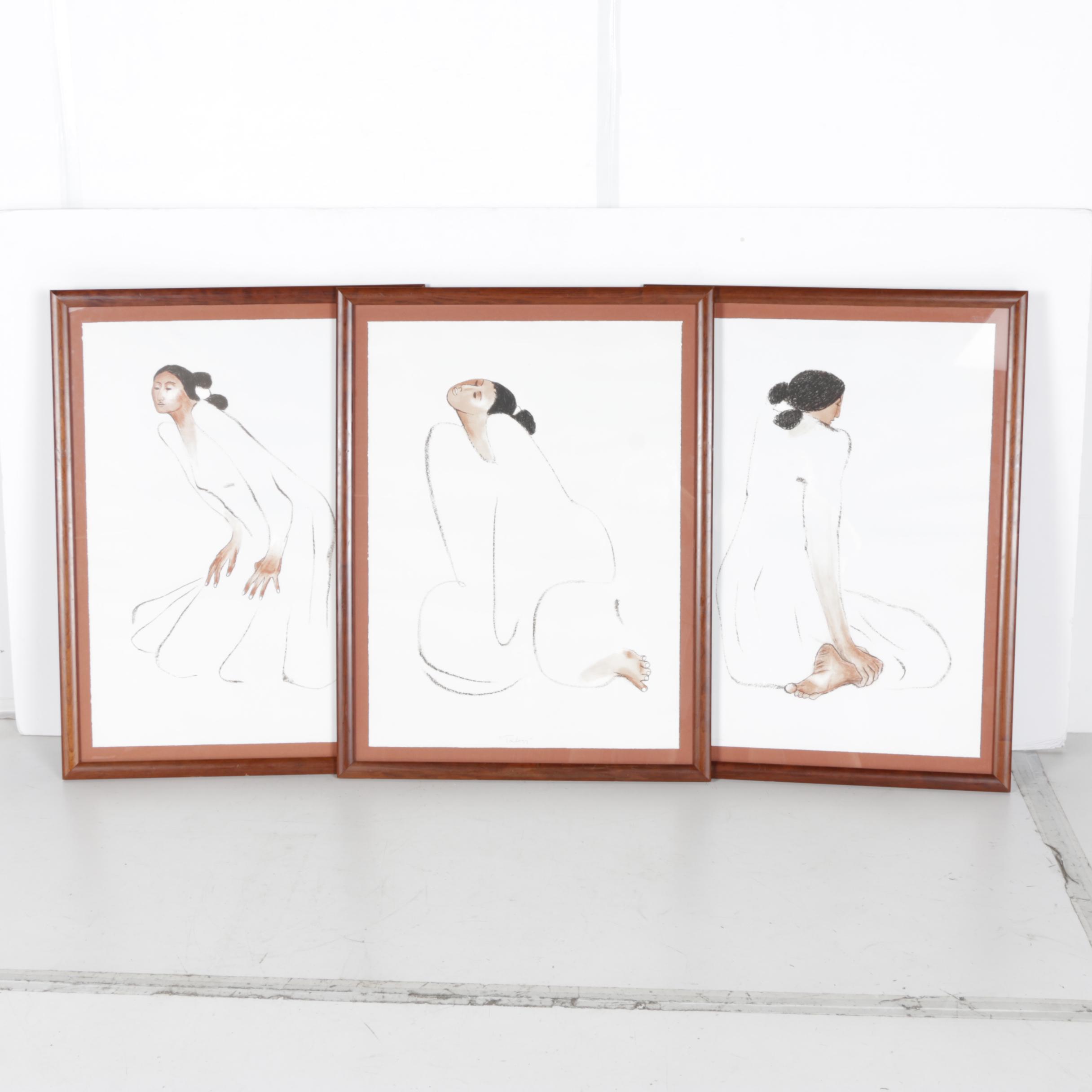 R.C. Gorman Limited Edition Lithograph Triptych "Trilogy"