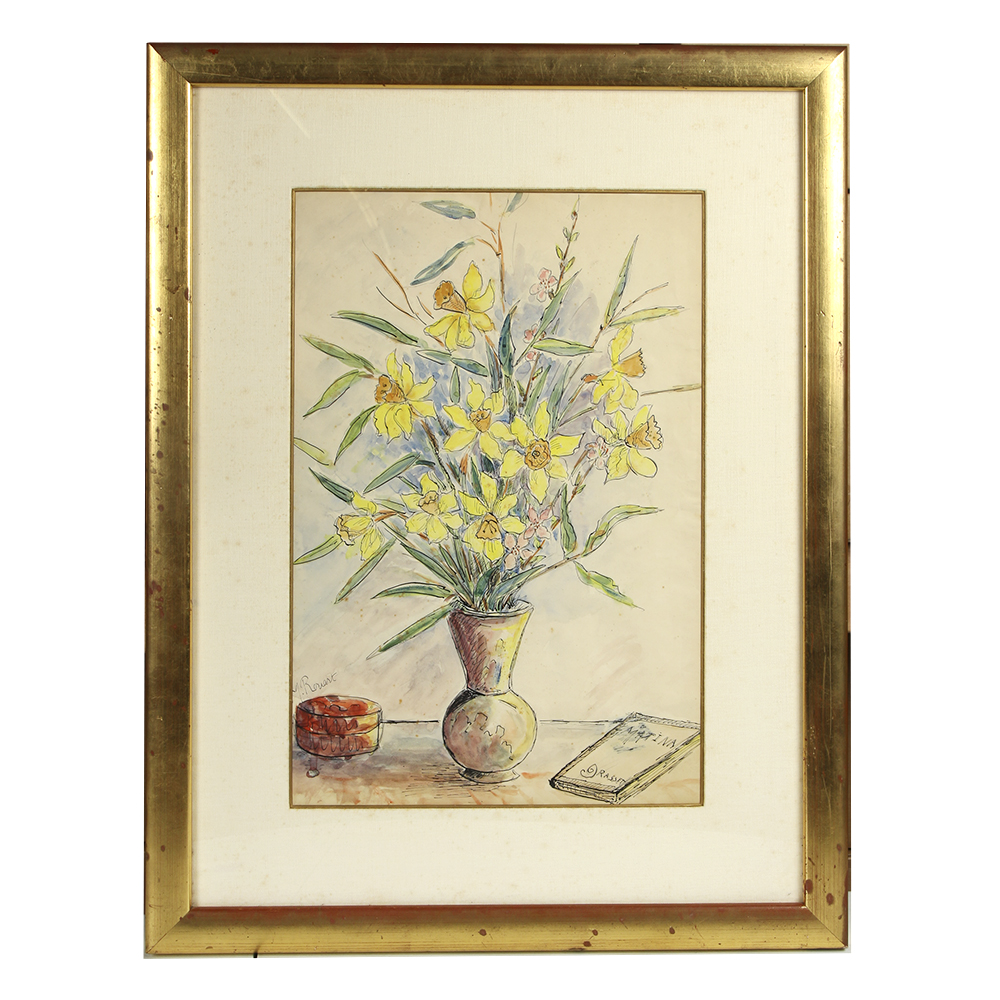 1964 Madeleine Rouart Watercolor and Ink on Paper