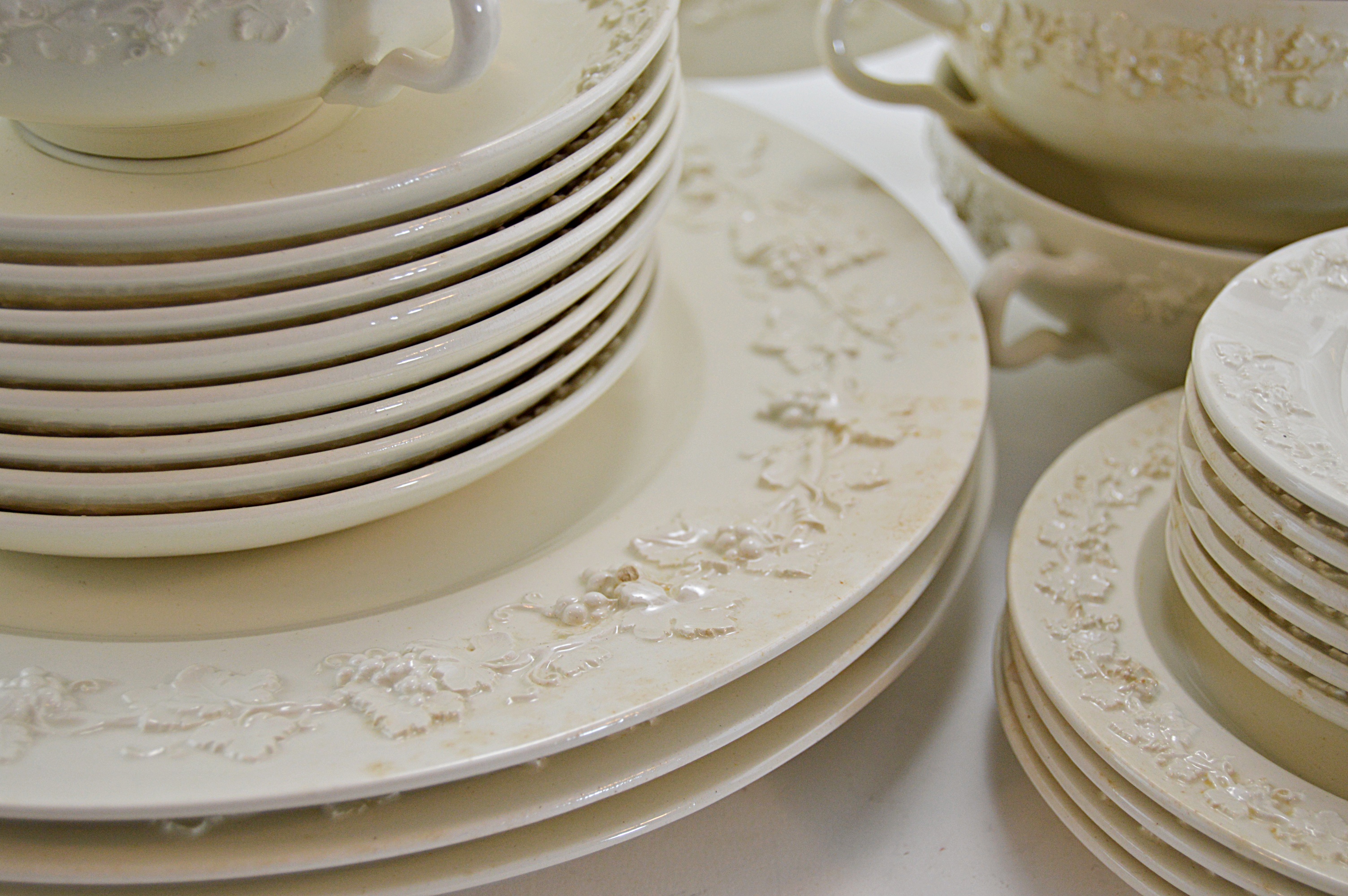 Set of Vintage Wedgwood "Embossed Queensware" China Tableware