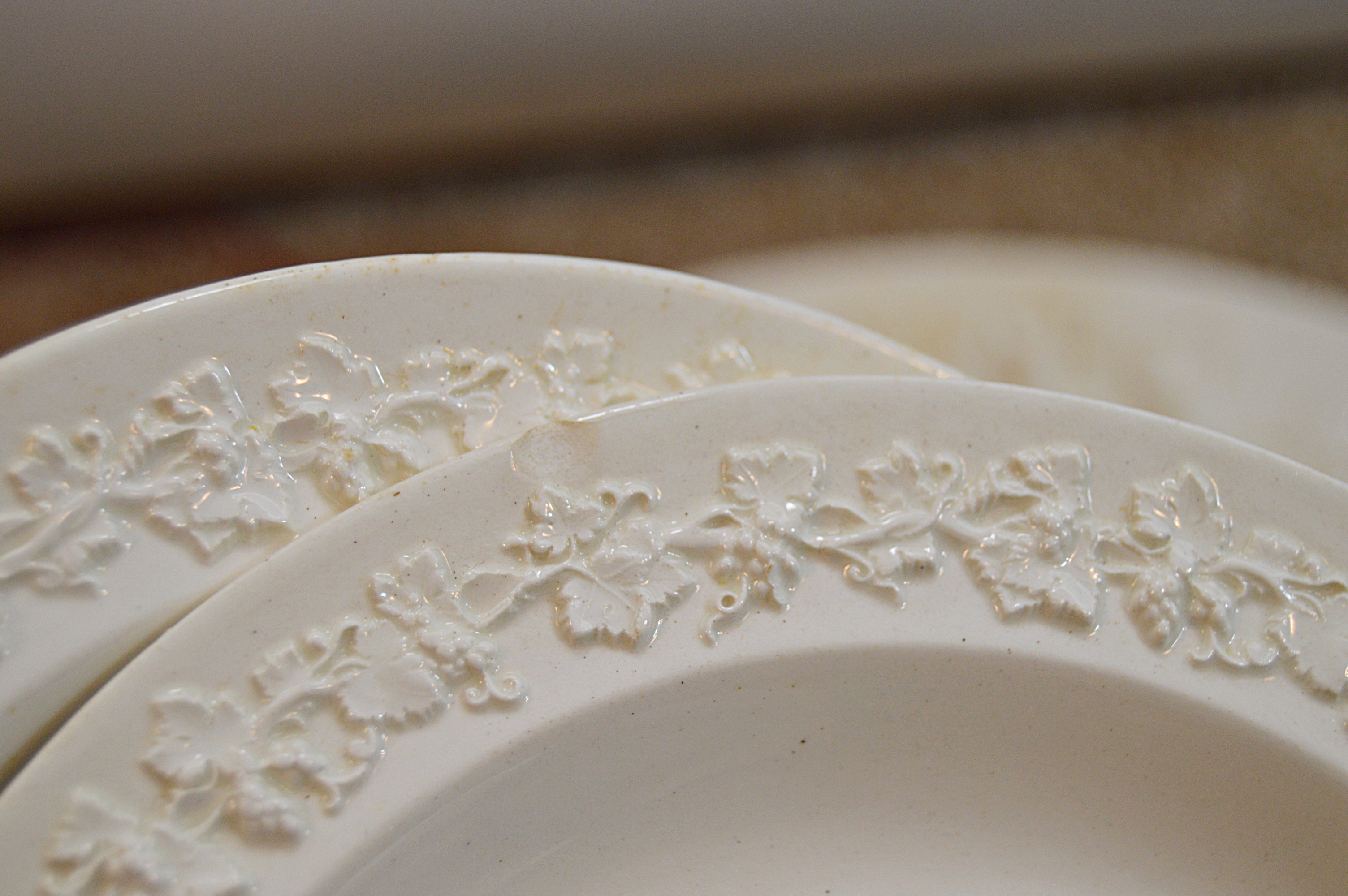 Set of Vintage Wedgwood "Embossed Queensware" China Tableware