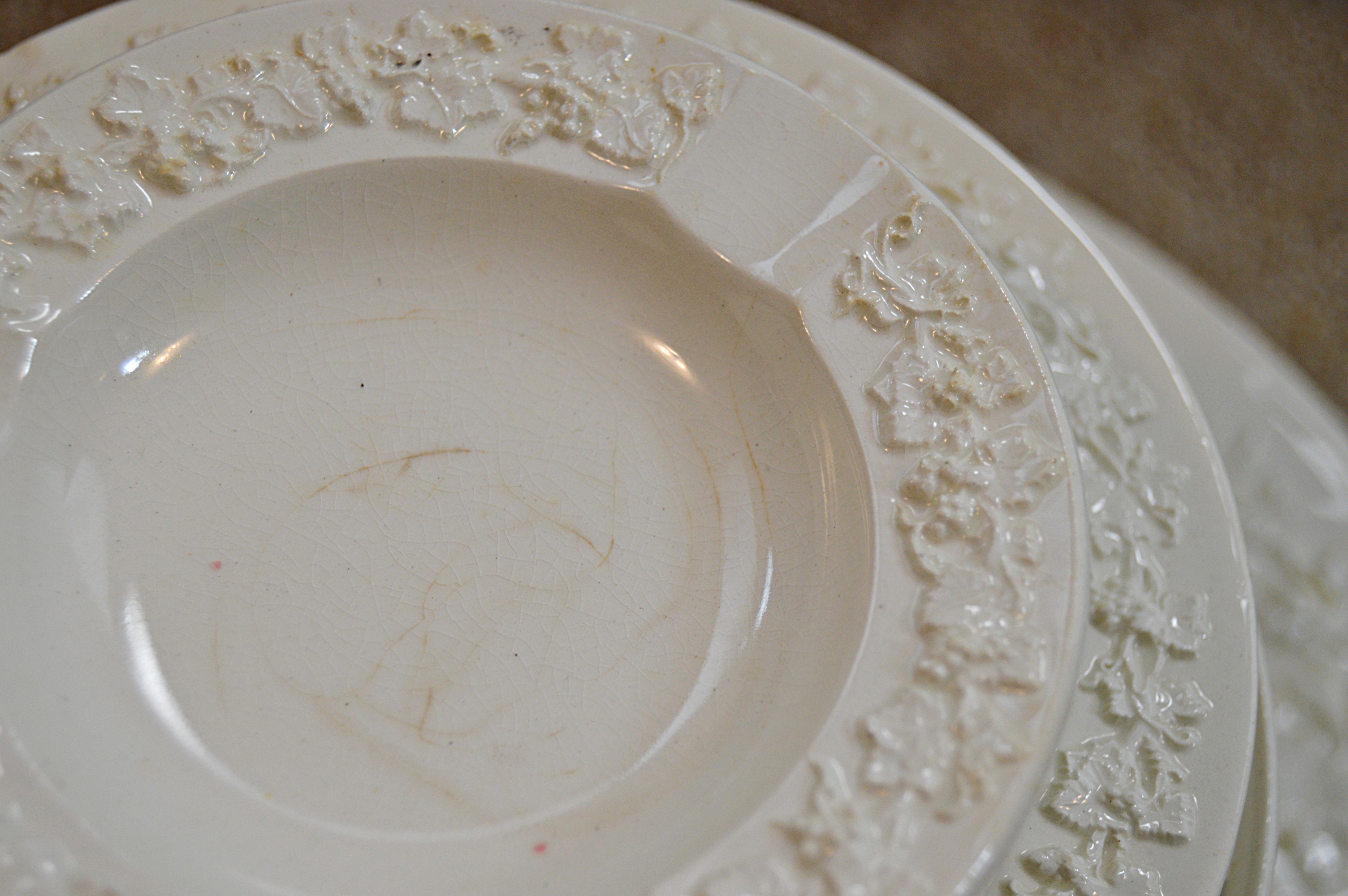 Set of Vintage Wedgwood "Embossed Queensware" China Tableware