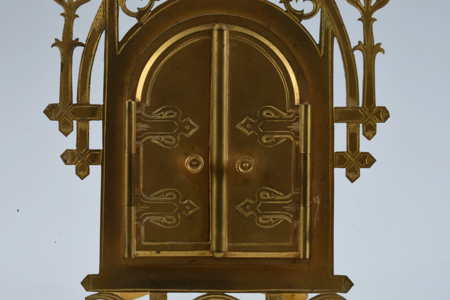 Hand Painted Porcelain Plaque of Madonna in Brass Frame